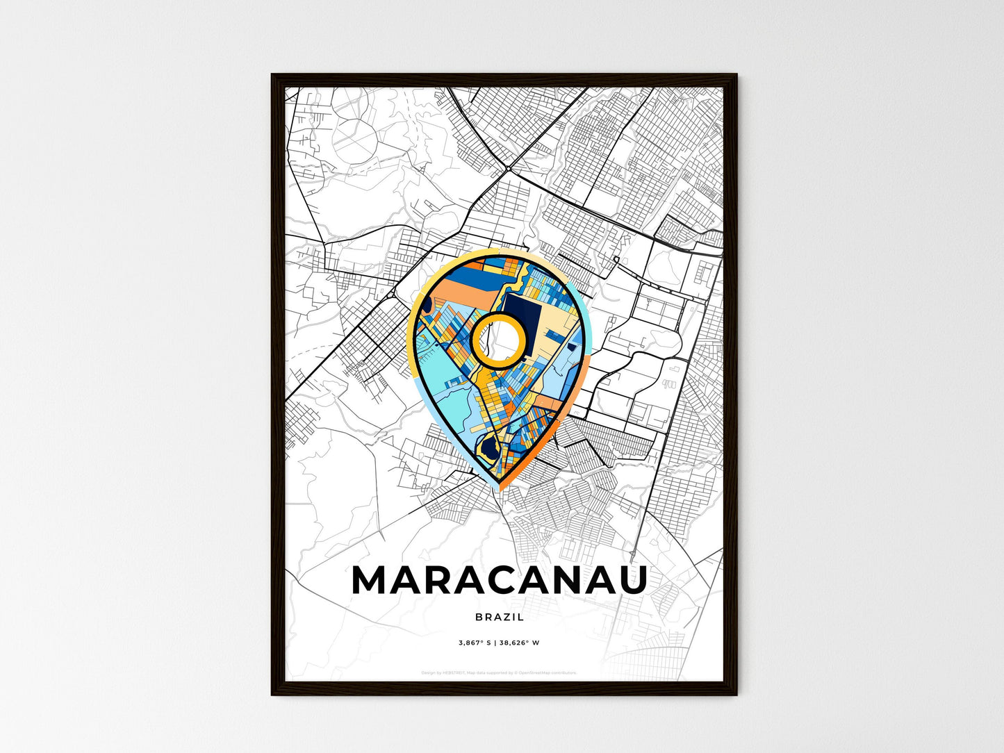 Maracanau Brazil wedding art map with pointer icon