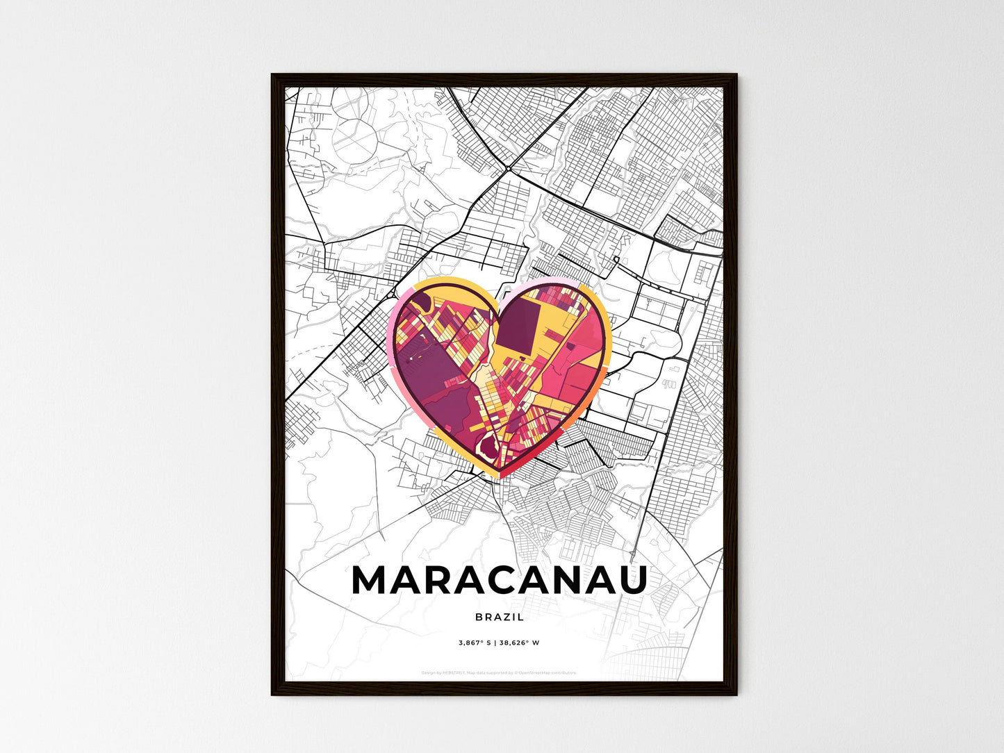 Maracanau Brazil wedding art map with heart icon