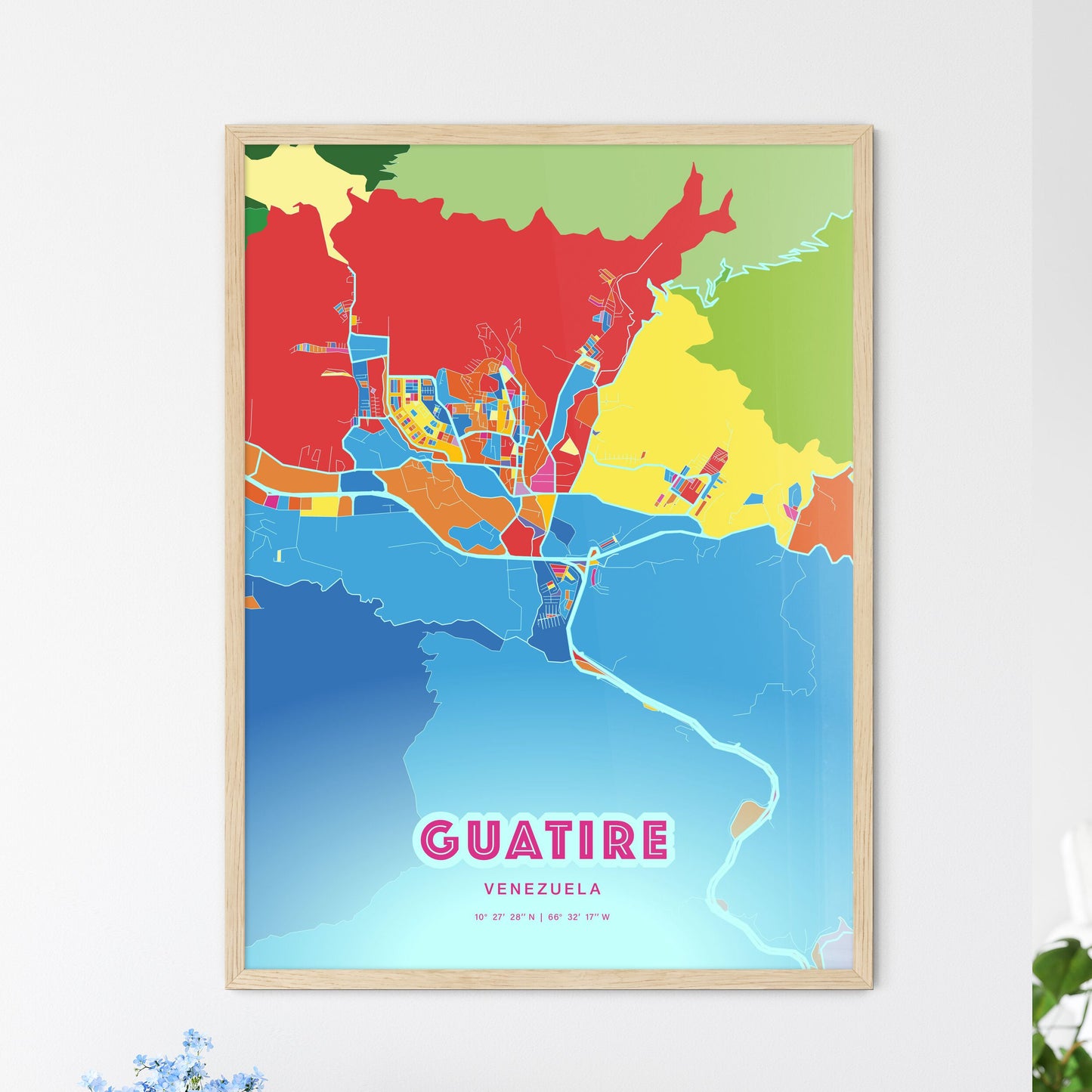 Colorful GUATIRE VENEZUELA Fine Art Map Crazy Colors
