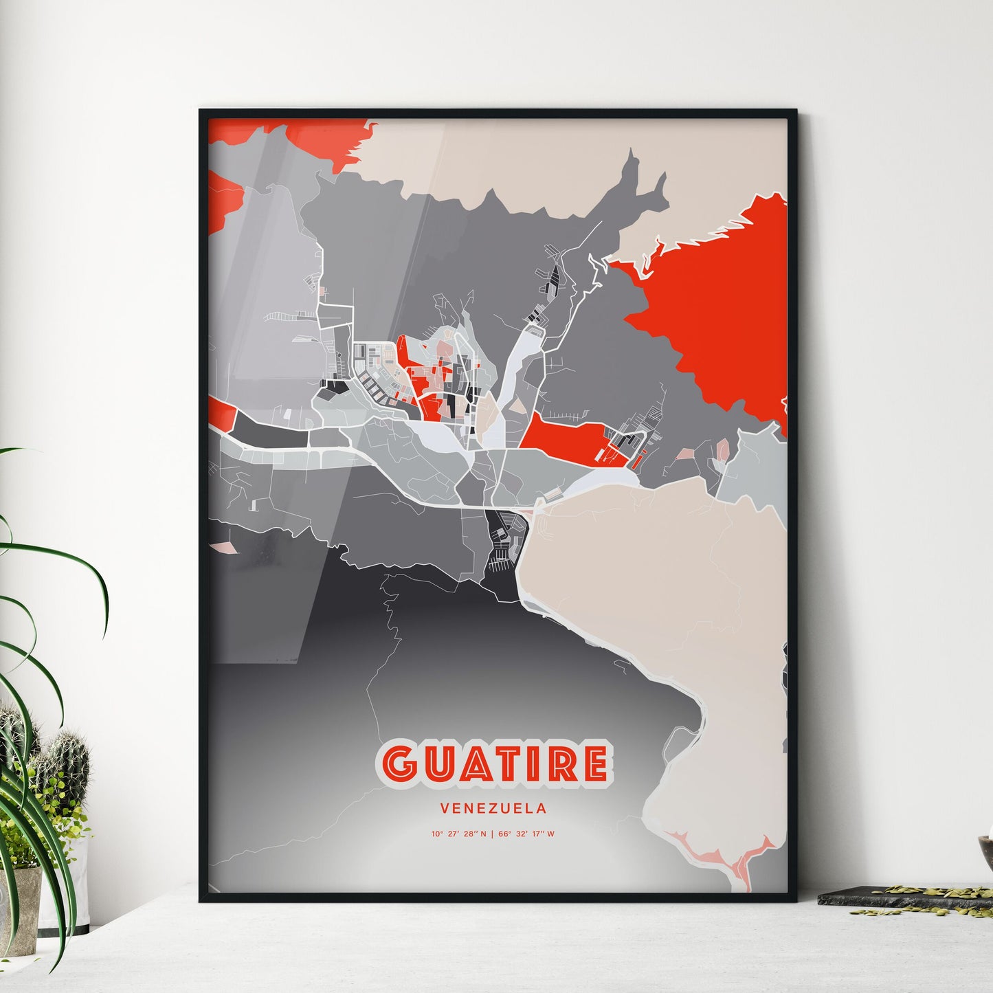 Colorful GUATIRE VENEZUELA Fine Art Map Modern