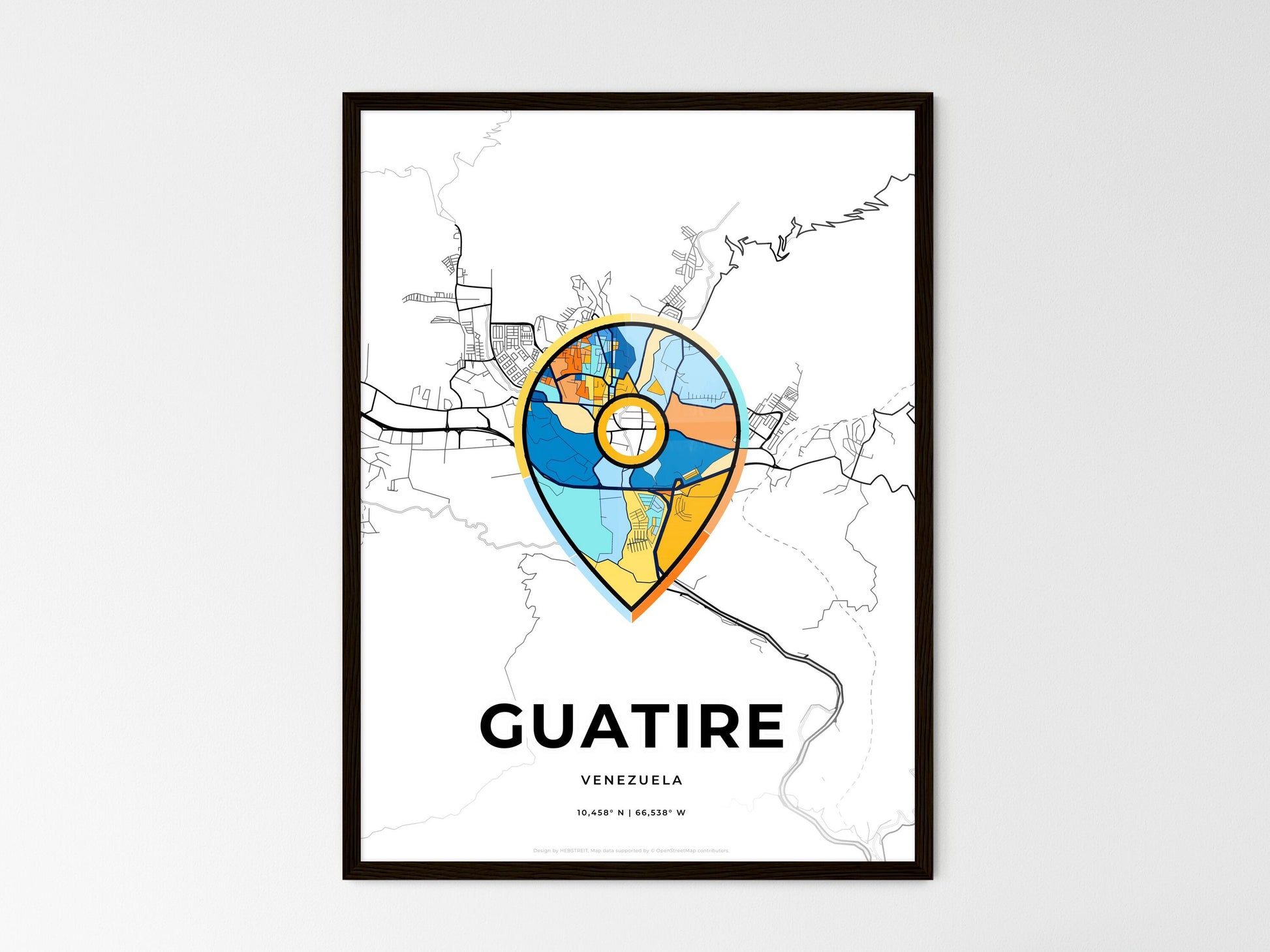 Guatire Venezuela wedding art map with pointer icon