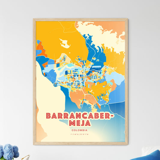 Colorful BARRANCABERMEJA COLOMBIA Fine Art Map Blue Orange