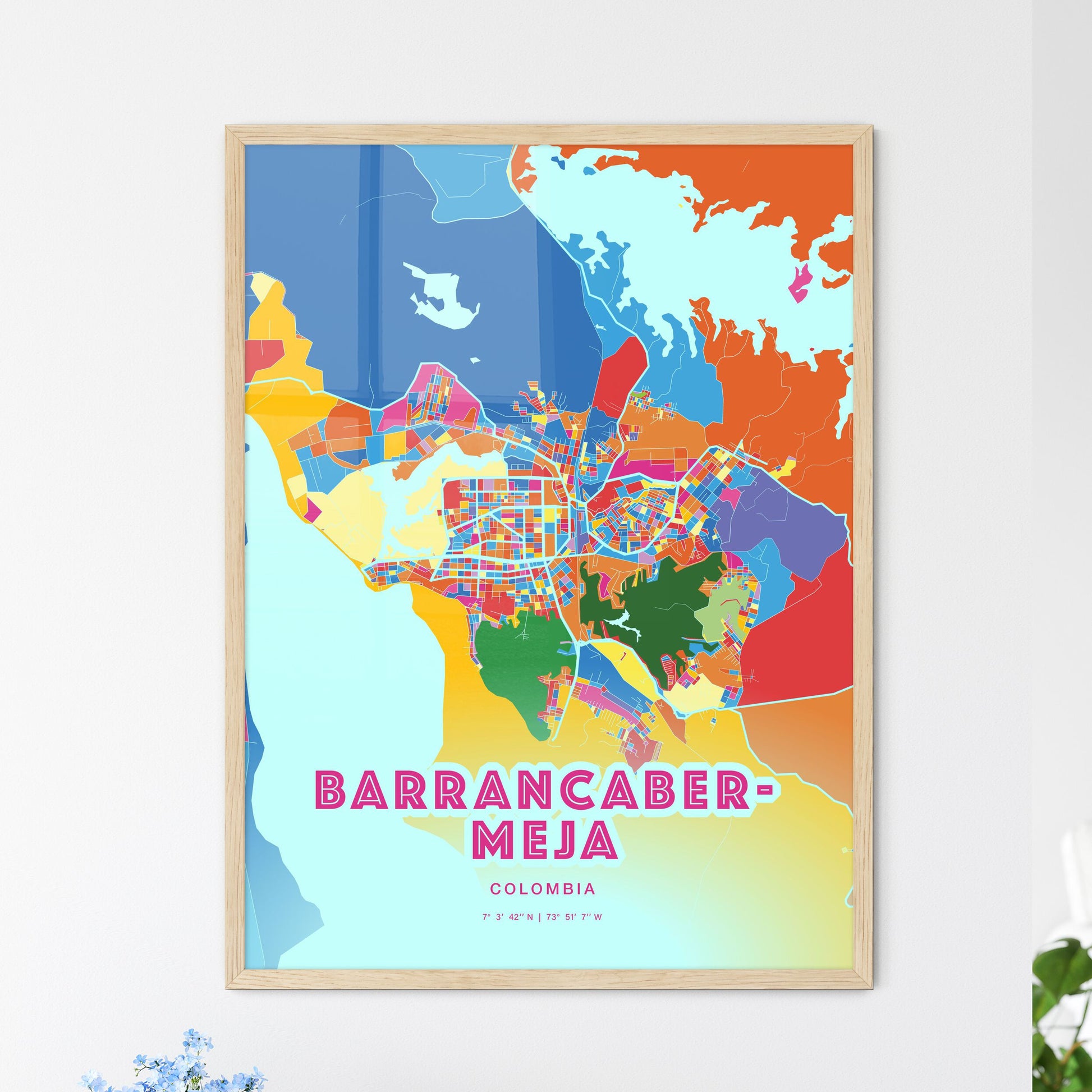 Colorful BARRANCABERMEJA COLOMBIA Fine Art Map Crazy Colors