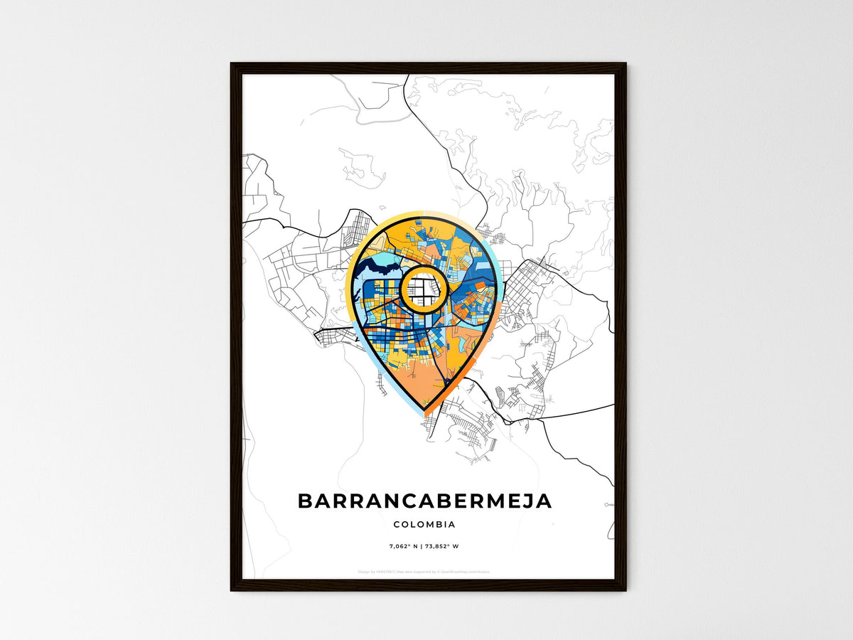 Barrancabermeja Colombia wedding art map with pointer icon