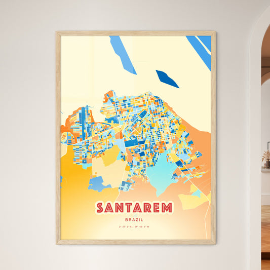 Colorful SANTAREM BRAZIL Fine Art Map Blue Orange