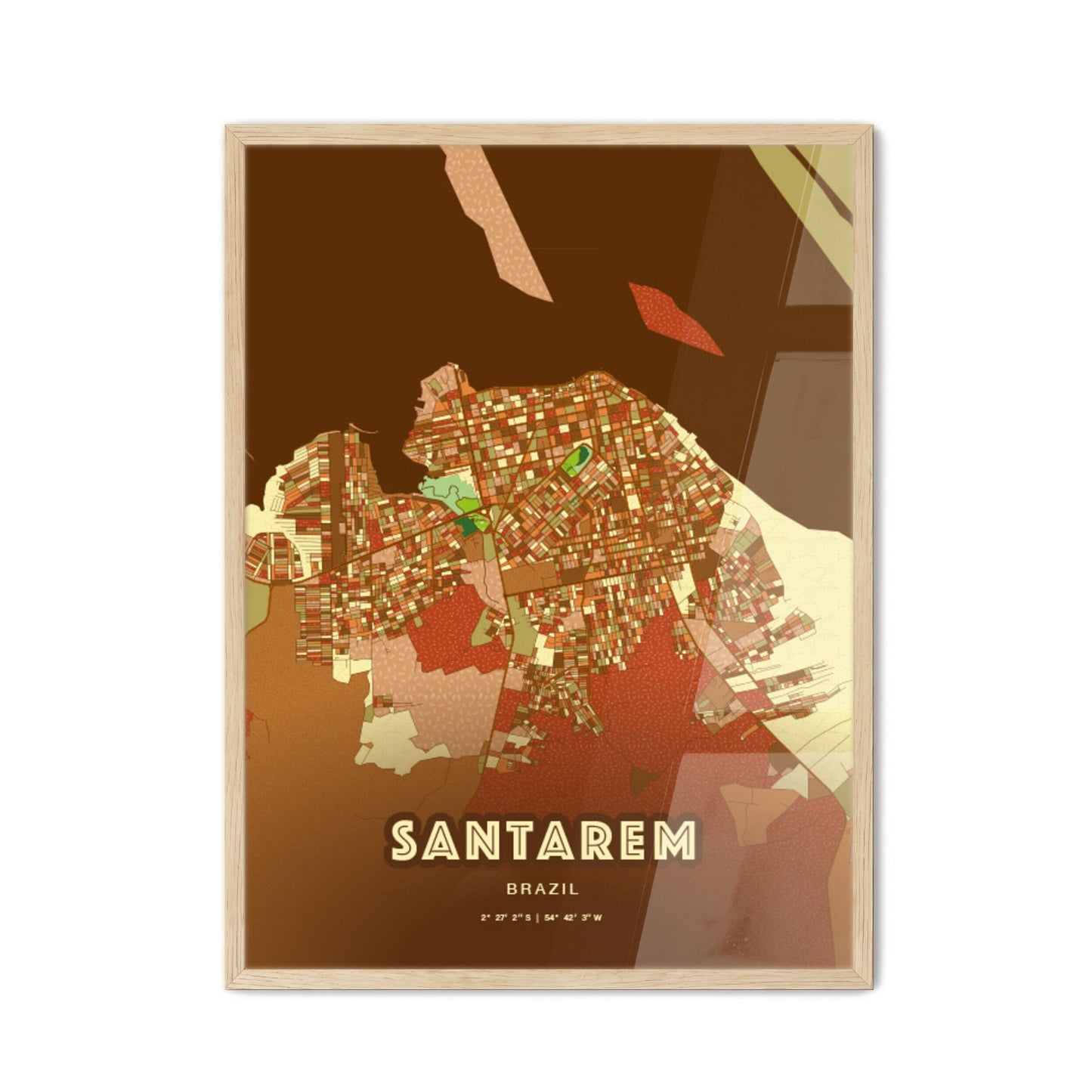 Colorful SANTAREM BRAZIL Fine Art Map Farmhouse