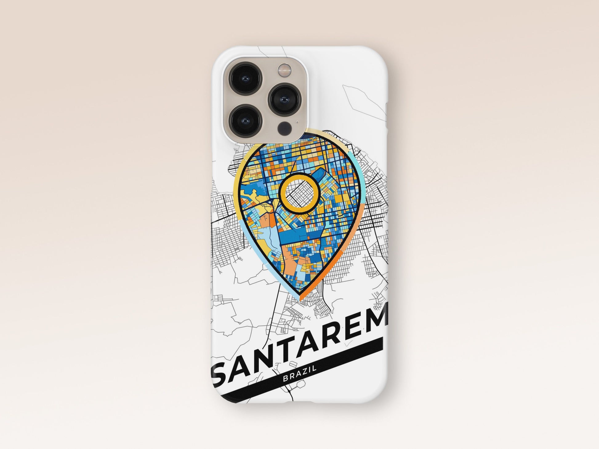 Santarem Brazil slim phone case with colorful icon. Birthday, wedding or housewarming gift. Couple match cases. 1