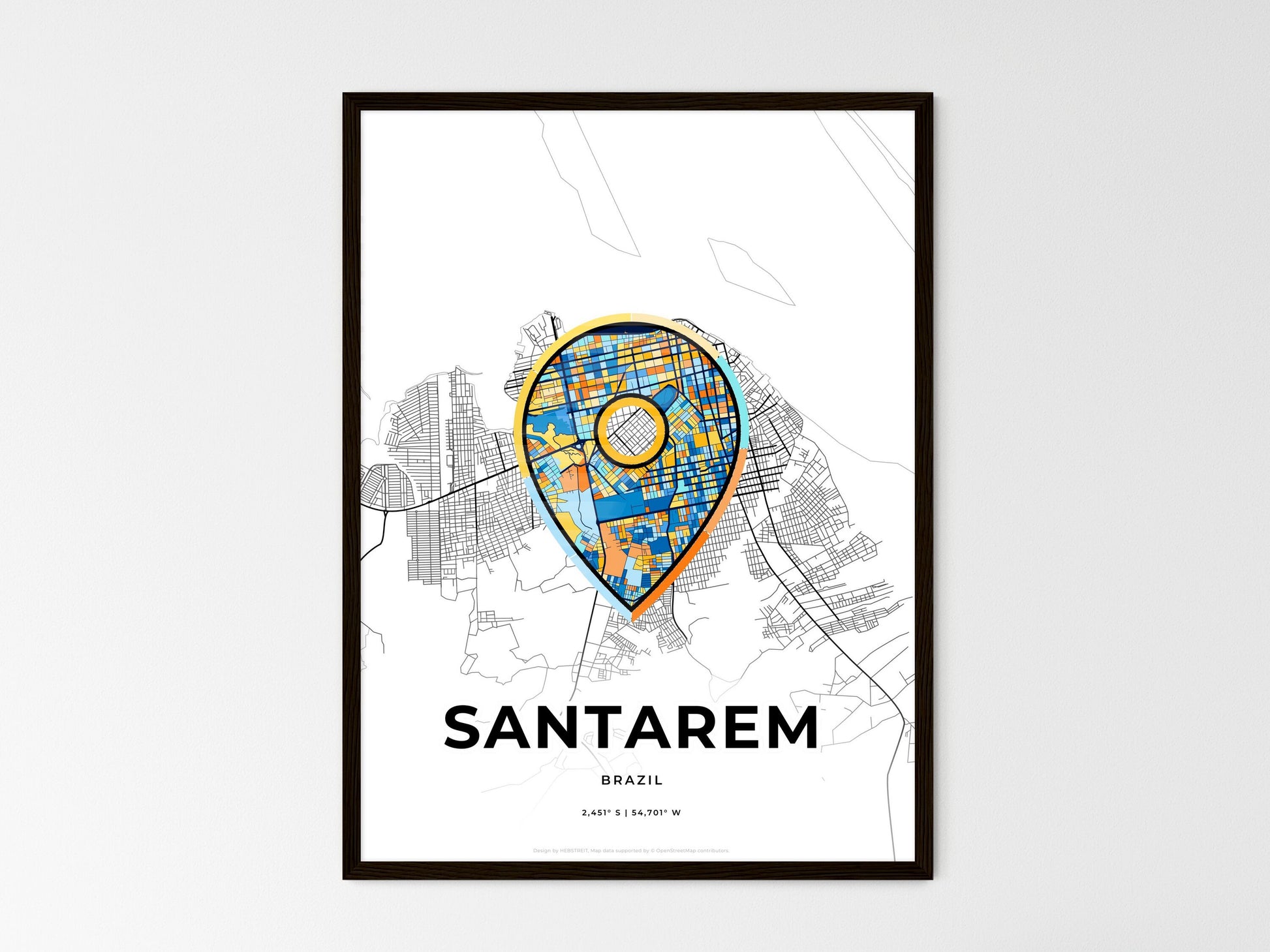 SANTAREM BRAZIL minimal art map with a colorful icon. Style 1