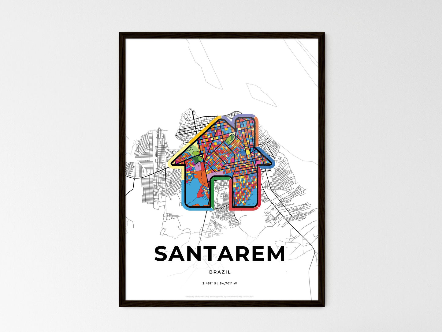 SANTAREM BRAZIL minimal art map with a colorful icon. Style 3
