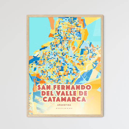 Colorful SAN FERNANDO DEL VALLE DE CATAMARCA ARGENTINA Fine Art Map Blue Orange