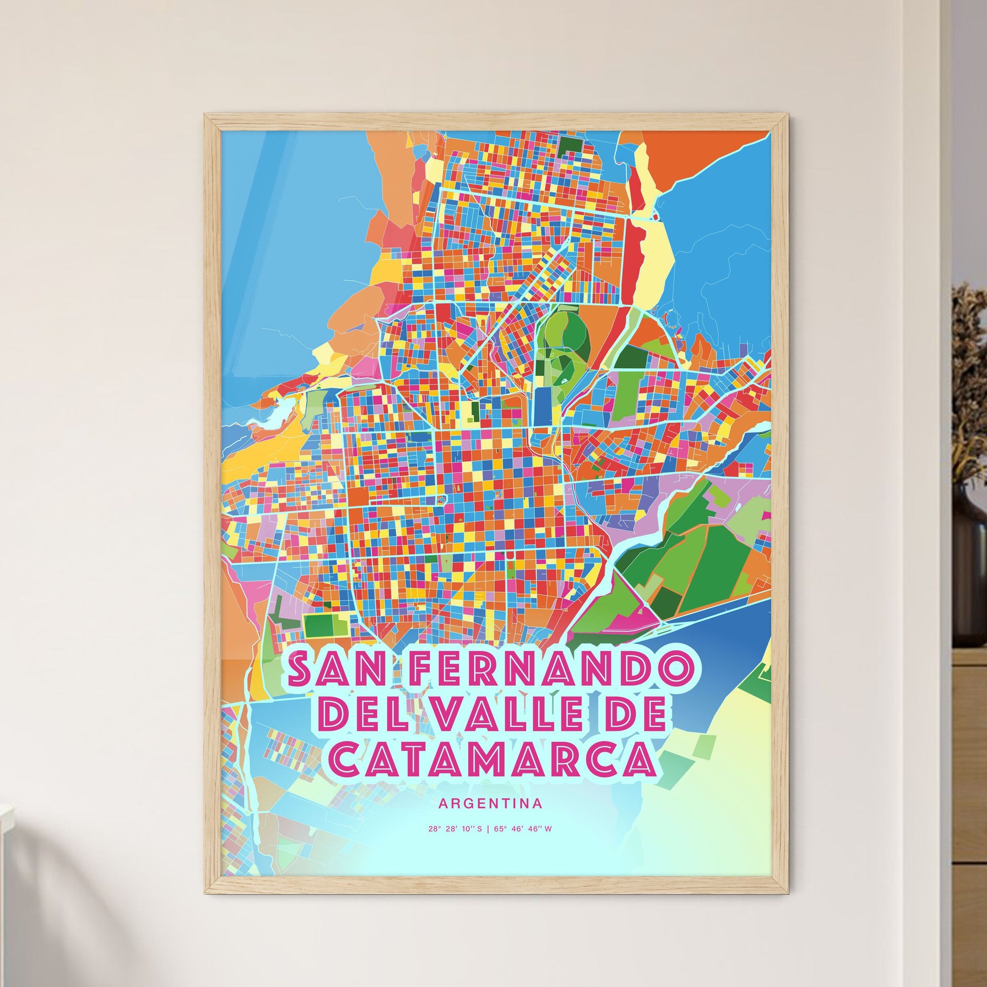 Colorful SAN FERNANDO DEL VALLE DE CATAMARCA ARGENTINA Fine Art Map Crazy Colors