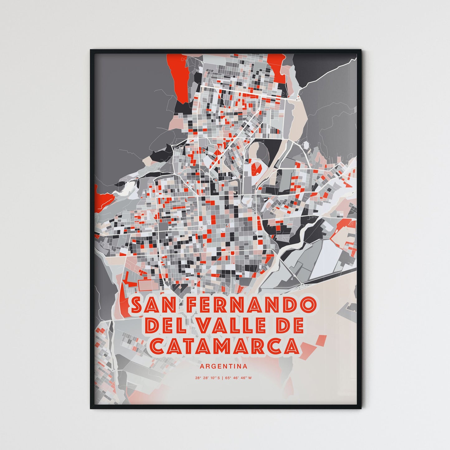 Colorful SAN FERNANDO DEL VALLE DE CATAMARCA ARGENTINA Fine Art Map Modern