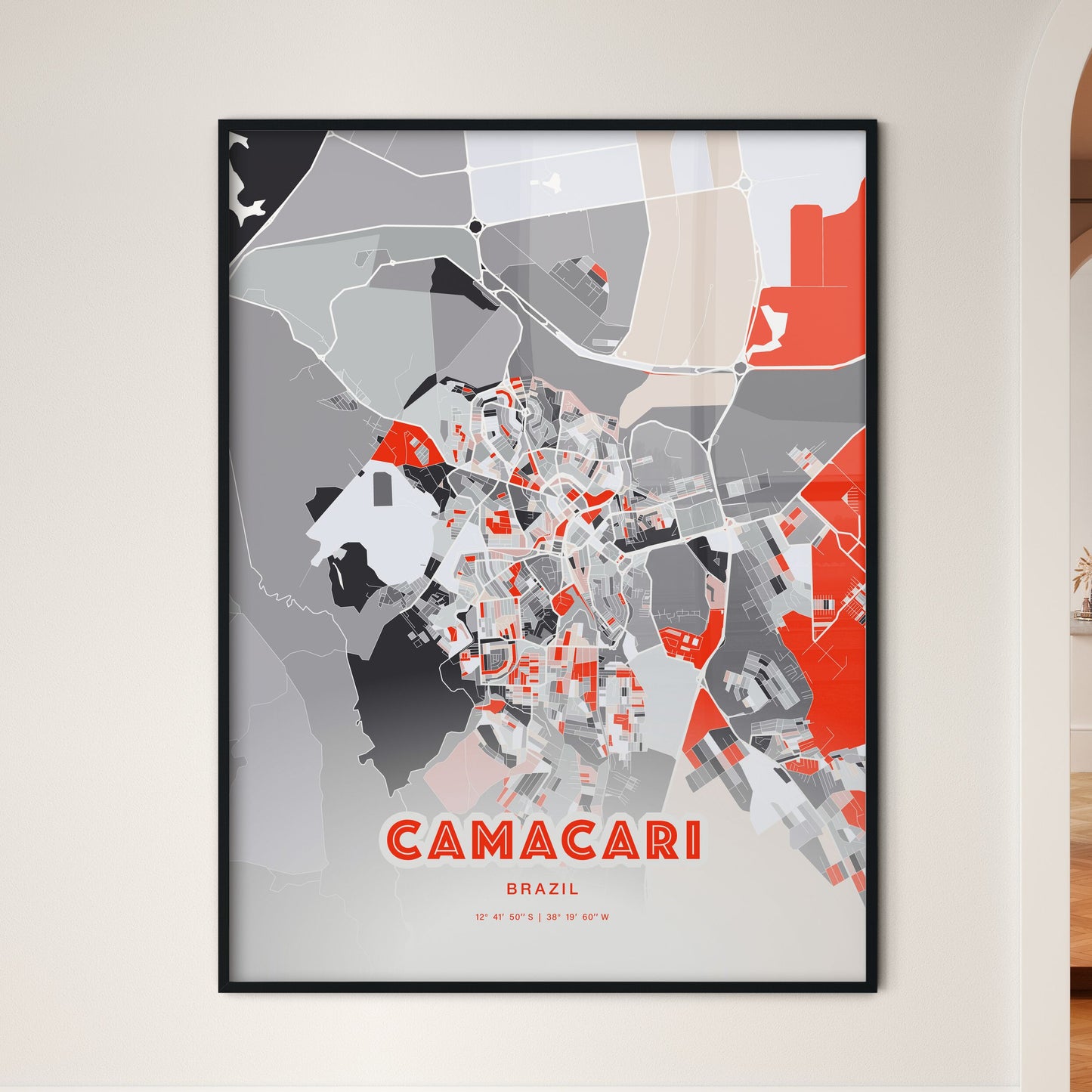 Colorful CAMACARI BRAZIL Fine Art Map Modern