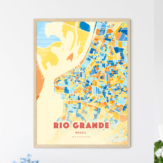Colorful RIO GRANDE BRAZIL Fine Art Map Blue Orange