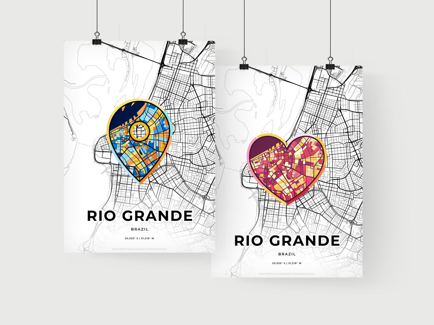 RIO GRANDE BRAZIL minimal art map with a colorful icon.