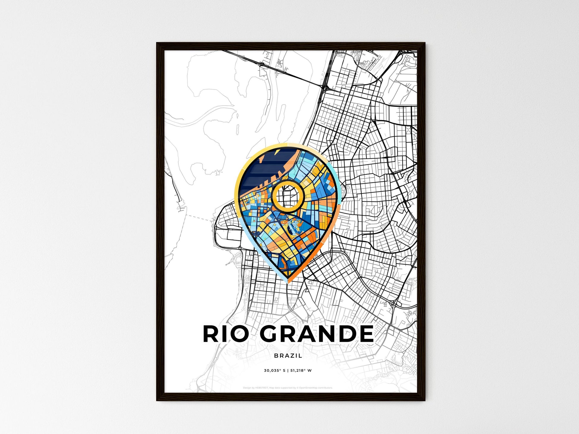 RIO GRANDE BRAZIL minimal art map with a colorful icon. Style 1