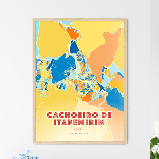 Colorful CACHOEIRO DE ITAPEMIRIM BRAZIL Fine Art Map Blue Orange