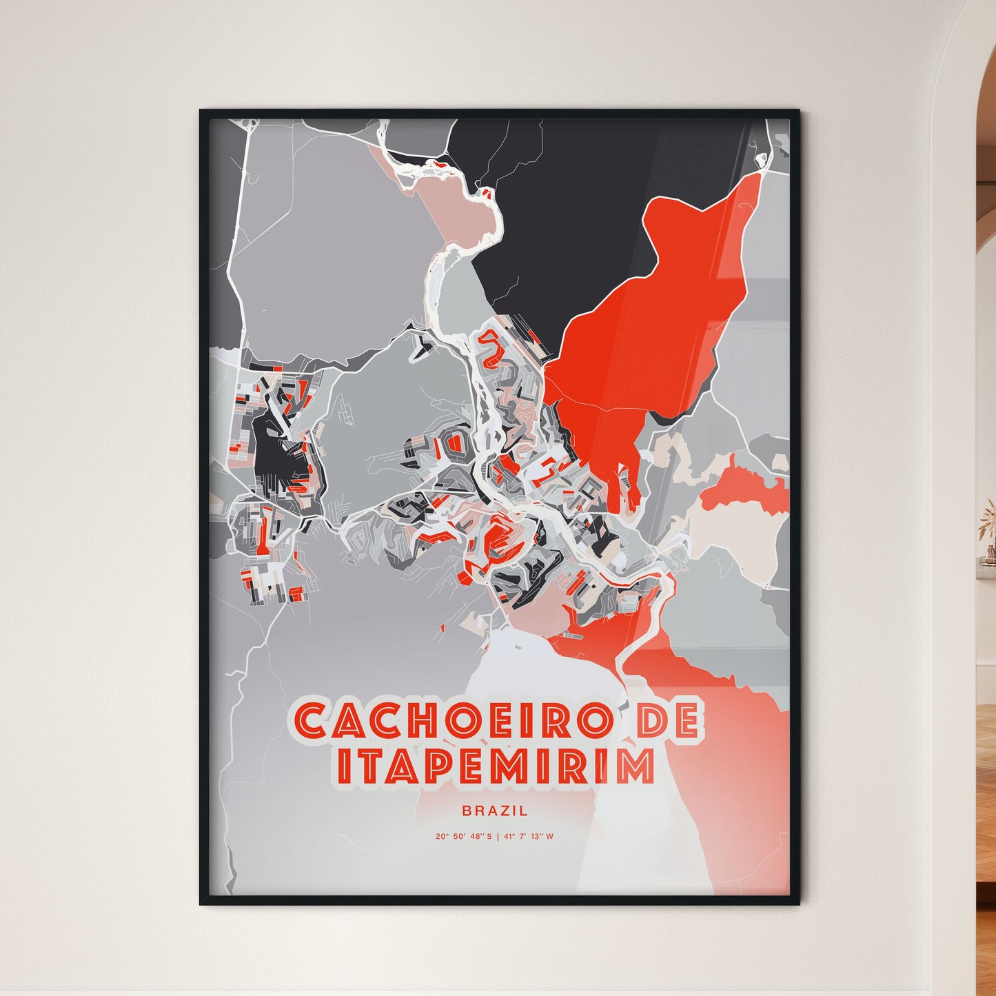 Colorful CACHOEIRO DE ITAPEMIRIM BRAZIL Fine Art Map Modern