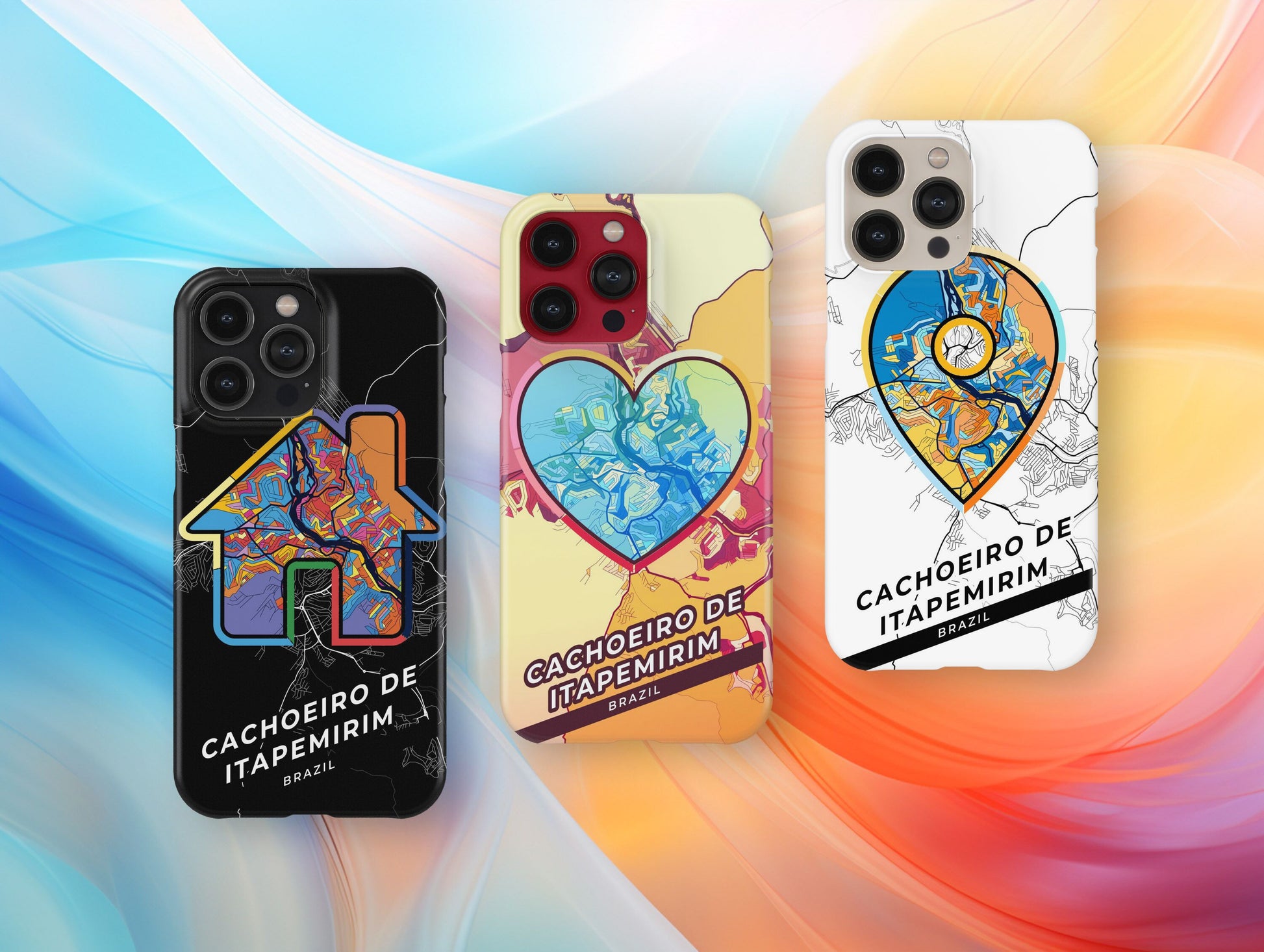 Cachoeiro De Itapemirim Brazil slim phone case with colorful icon. Birthday, wedding or housewarming gift. Couple match cases.