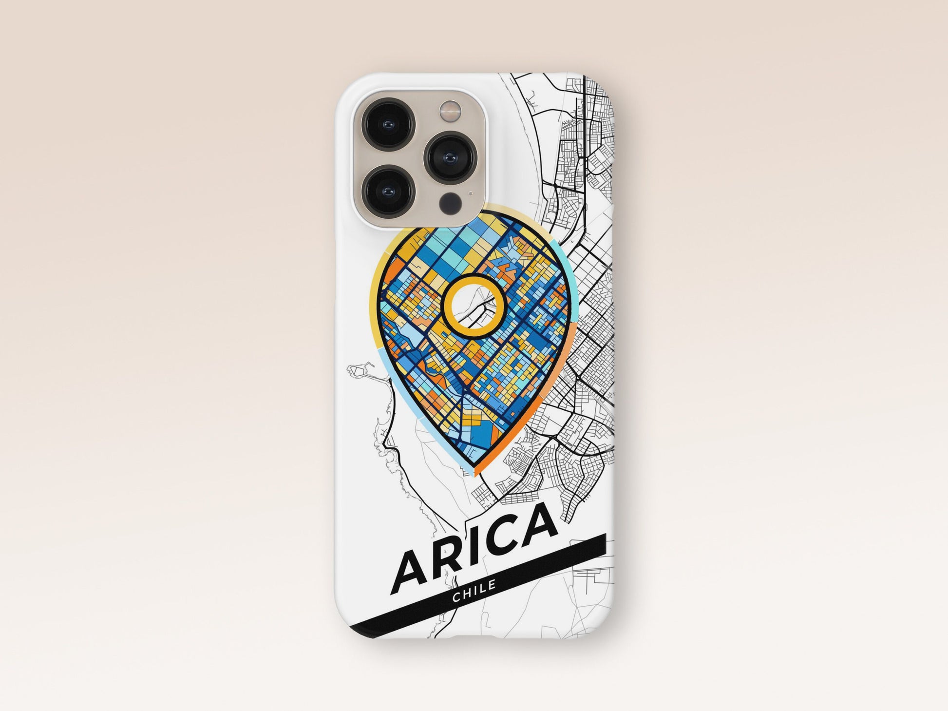 Arica Chile slim phone case with colorful icon. Birthday, wedding or housewarming gift. Couple match cases. 1