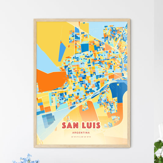 Colorful SAN LUIS ARGENTINA Fine Art Map Blue Orange