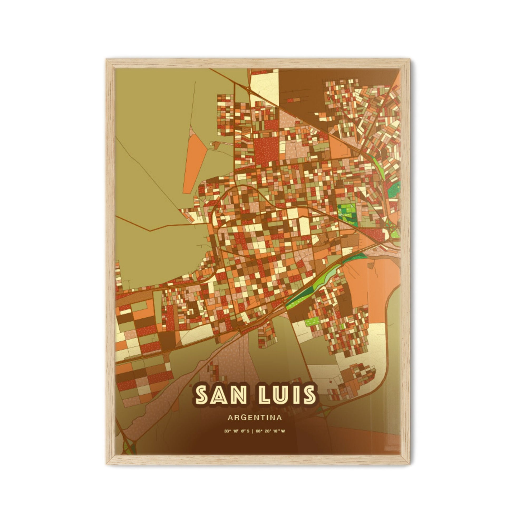 Colorful SAN LUIS ARGENTINA Fine Art Map Farmhouse