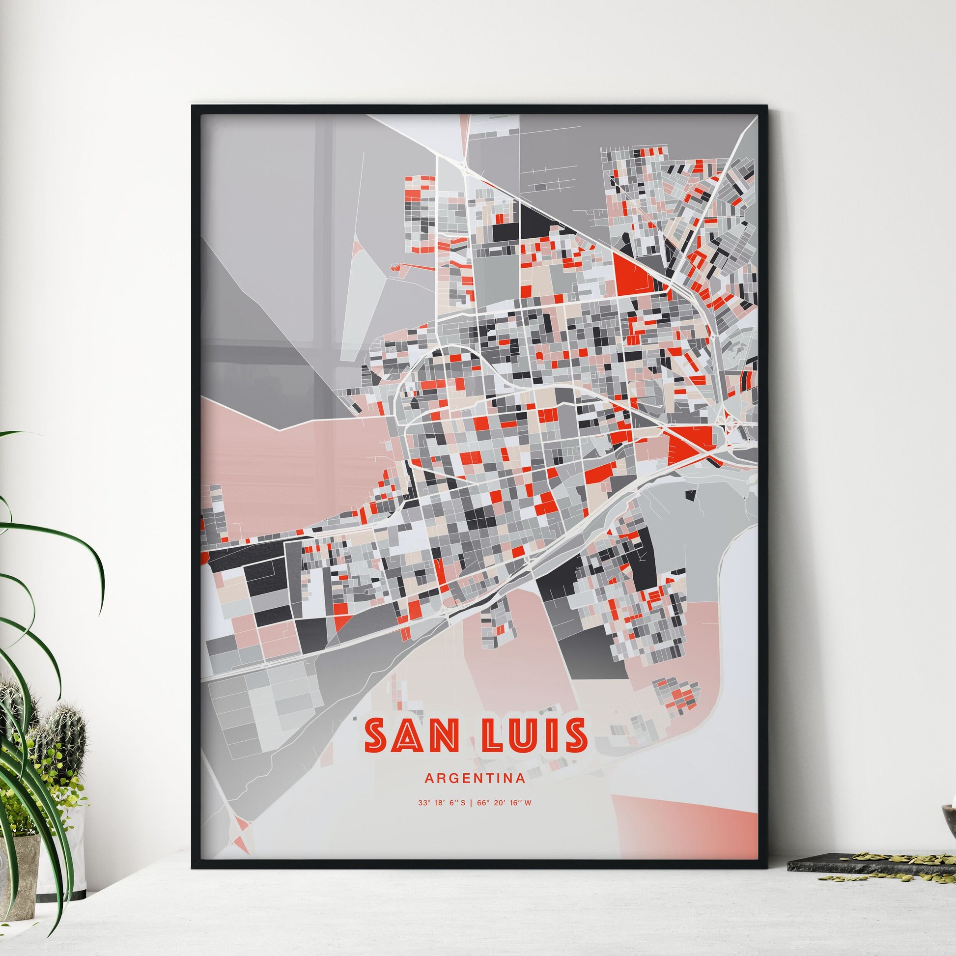 Colorful SAN LUIS ARGENTINA Fine Art Map Modern