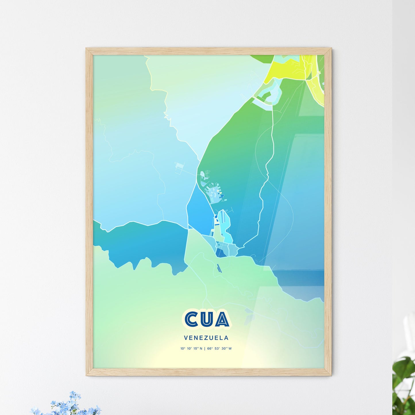 Colorful CUA VENEZUELA Fine Art Map Cool Blue