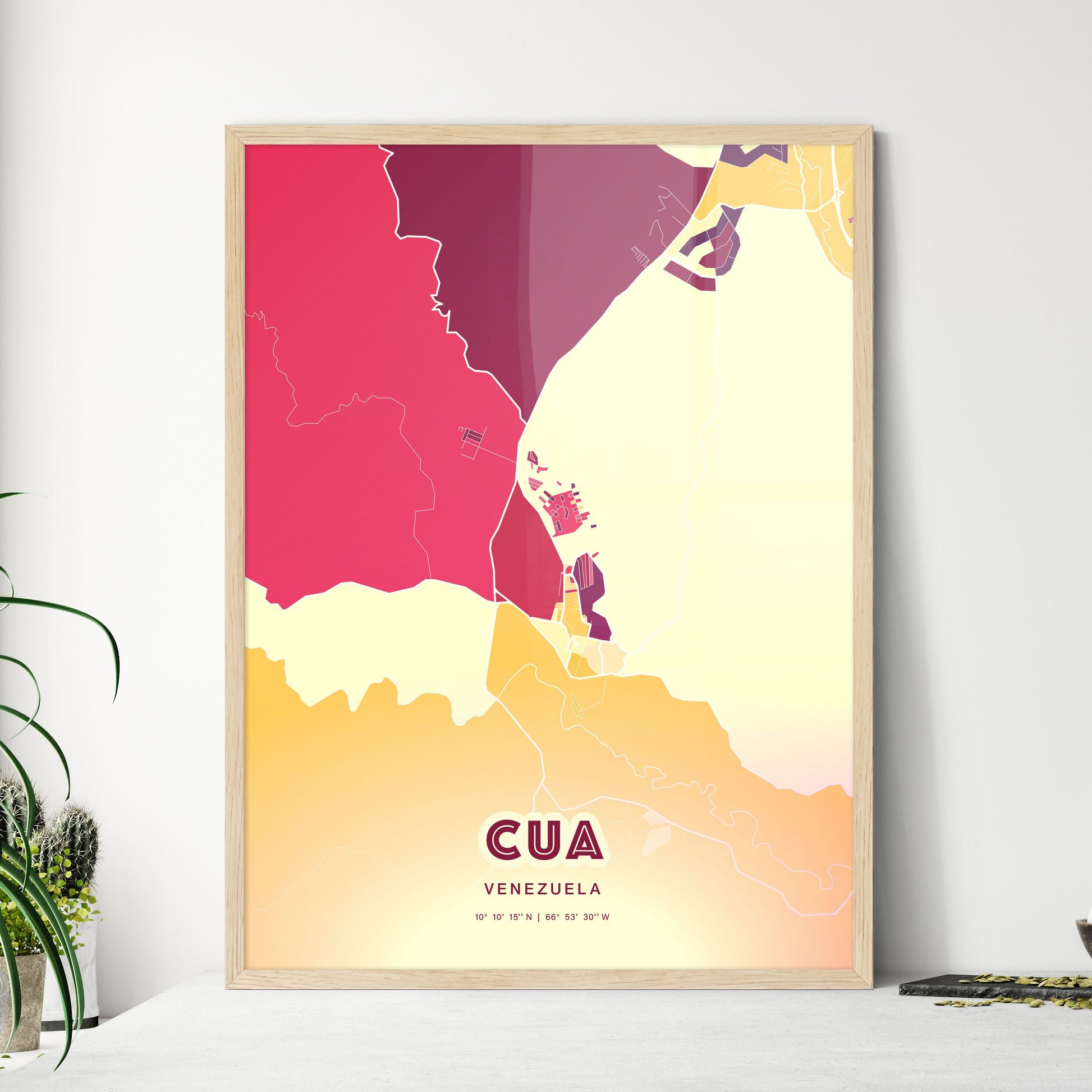 Colorful CUA VENEZUELA Fine Art Map Hot Red