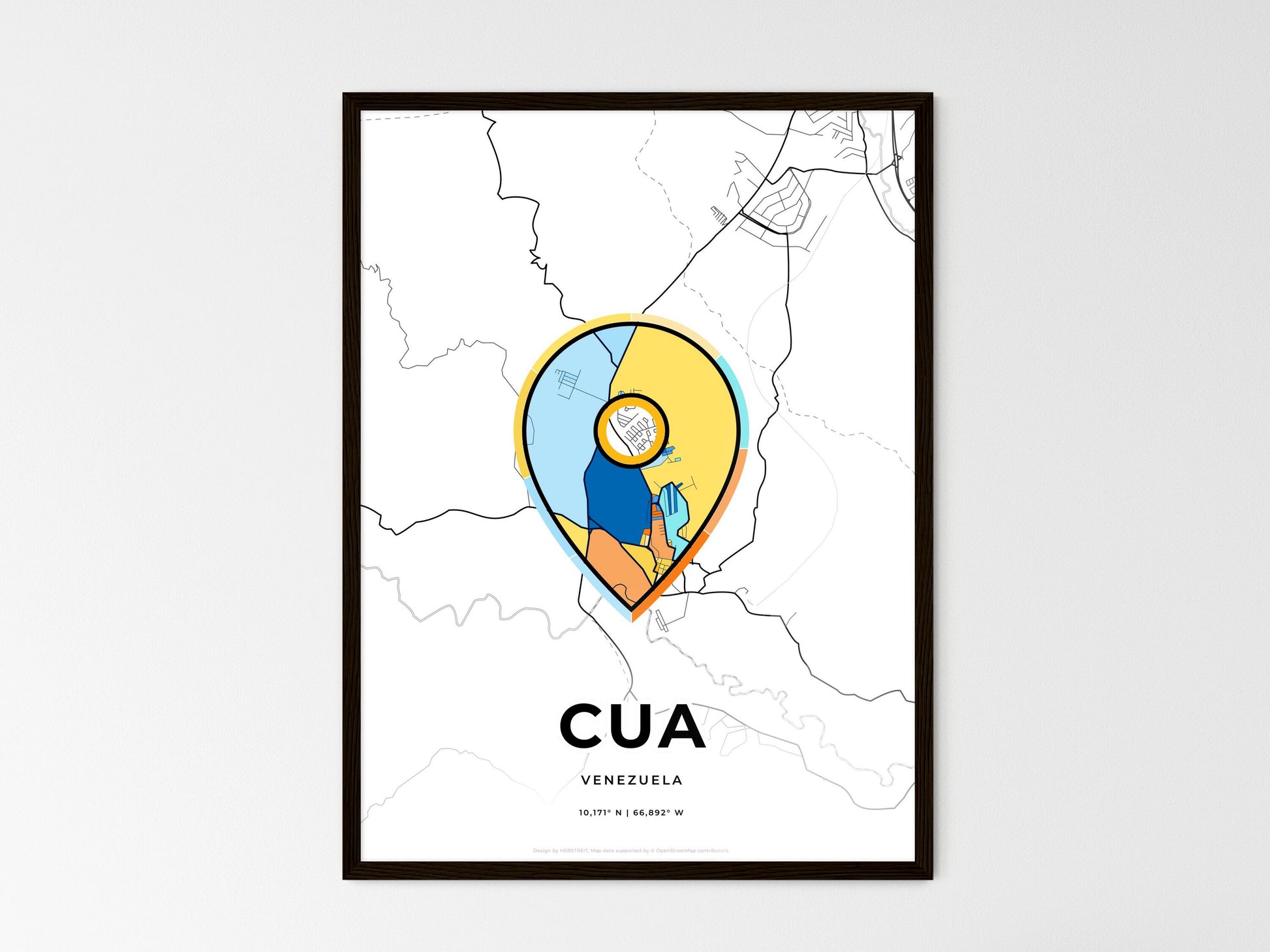 Cua Venezuela wedding art map with pointer icon