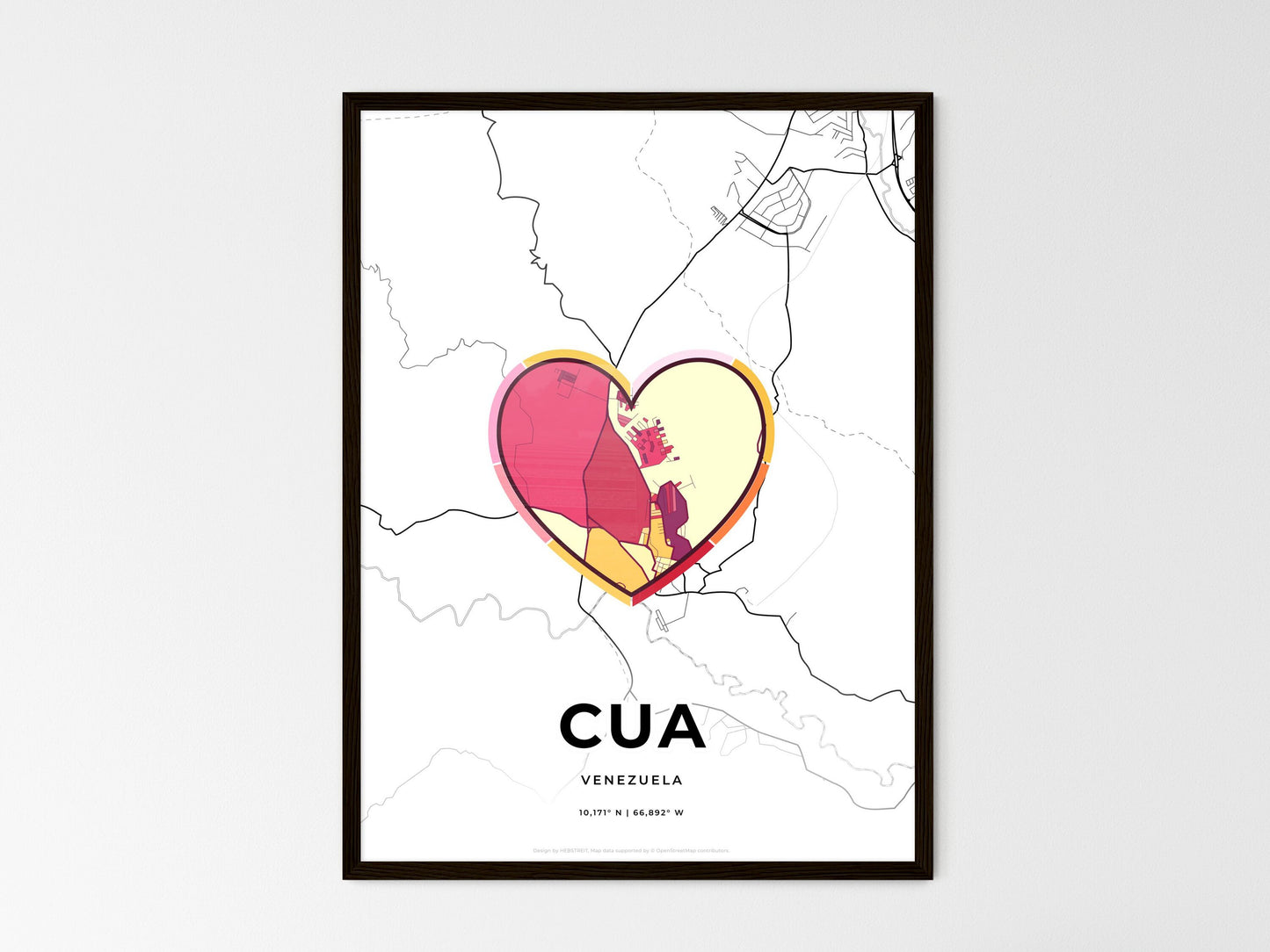 Cua Venezuela wedding art map with heart icon