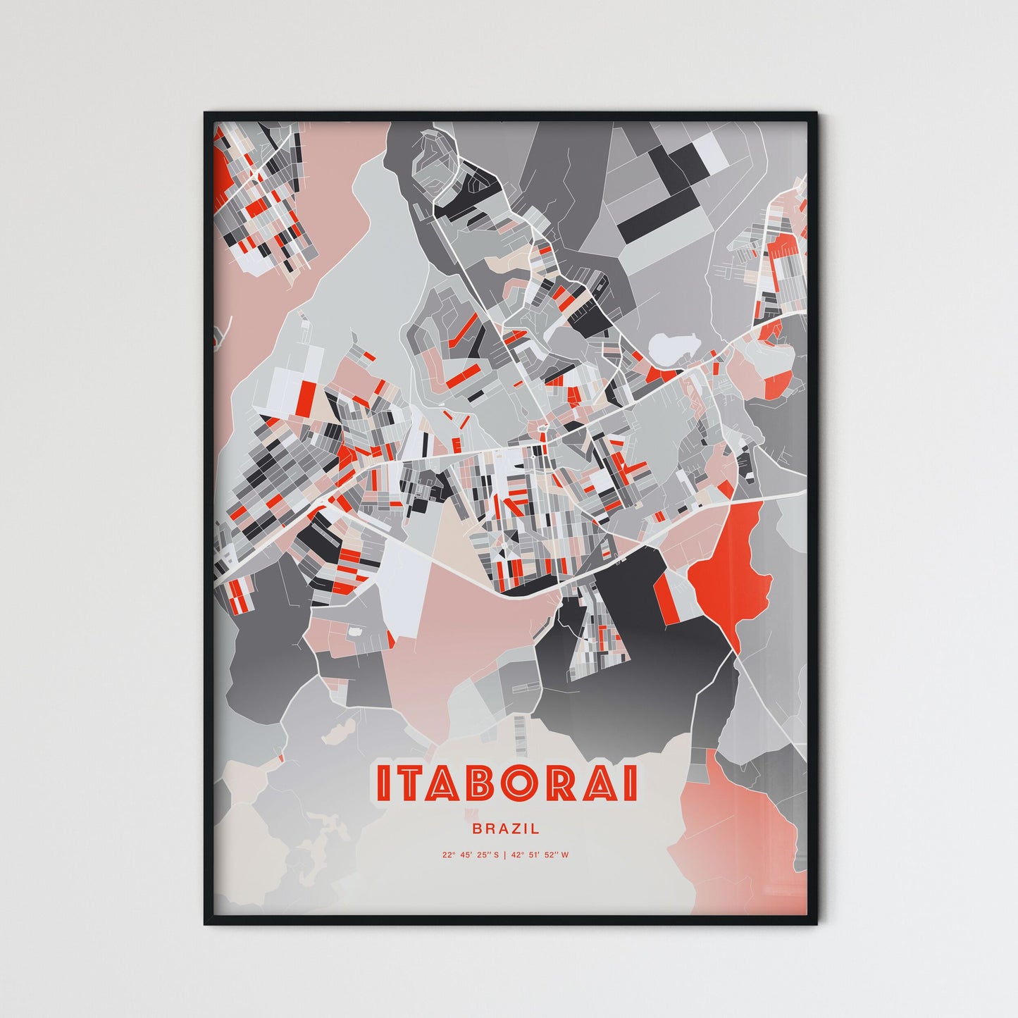 Colorful ITABORAI BRAZIL Fine Art Map Modern