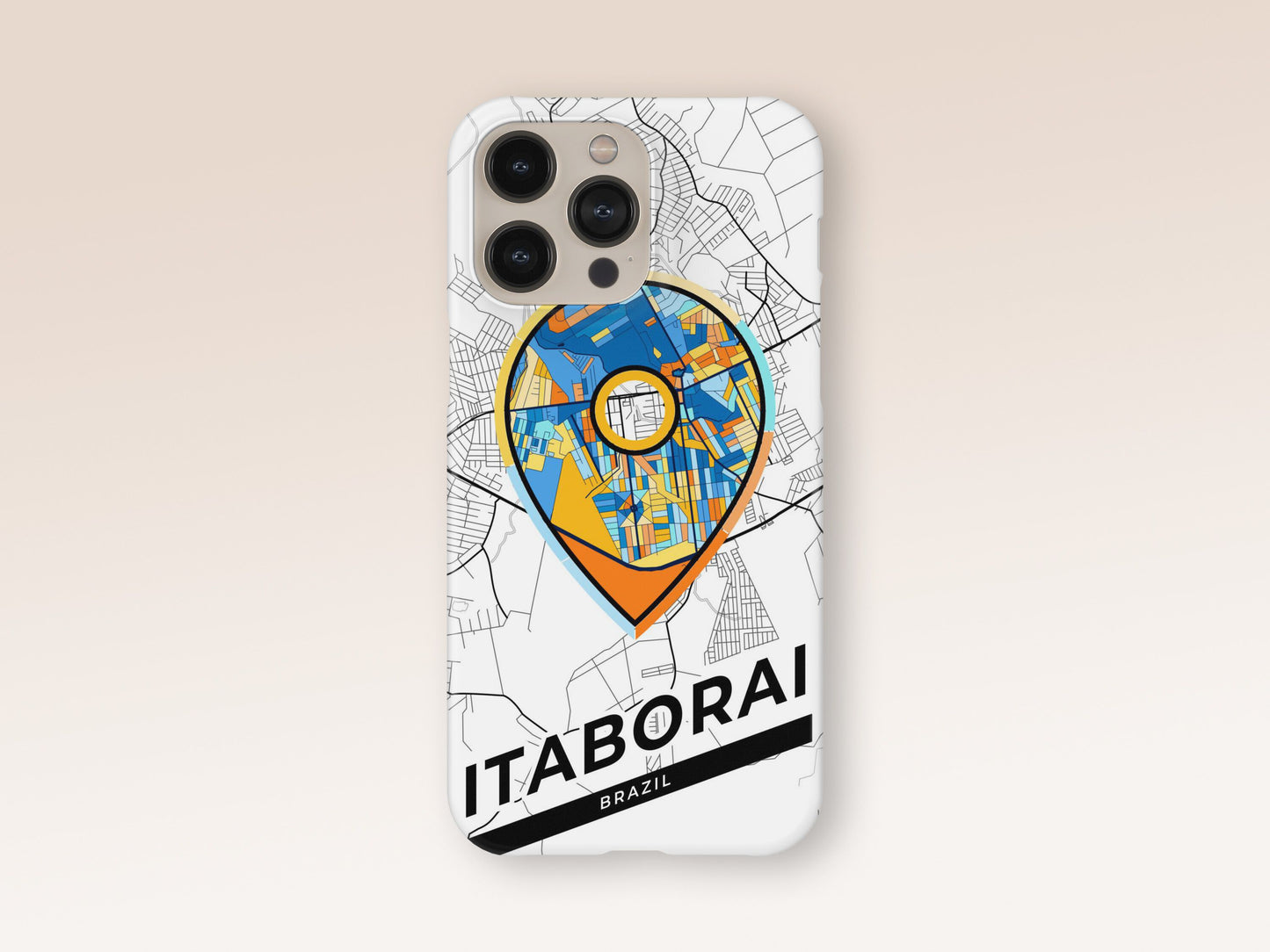 Itaborai Brazil slim phone case with colorful icon. Birthday, wedding or housewarming gift. Couple match cases. 1