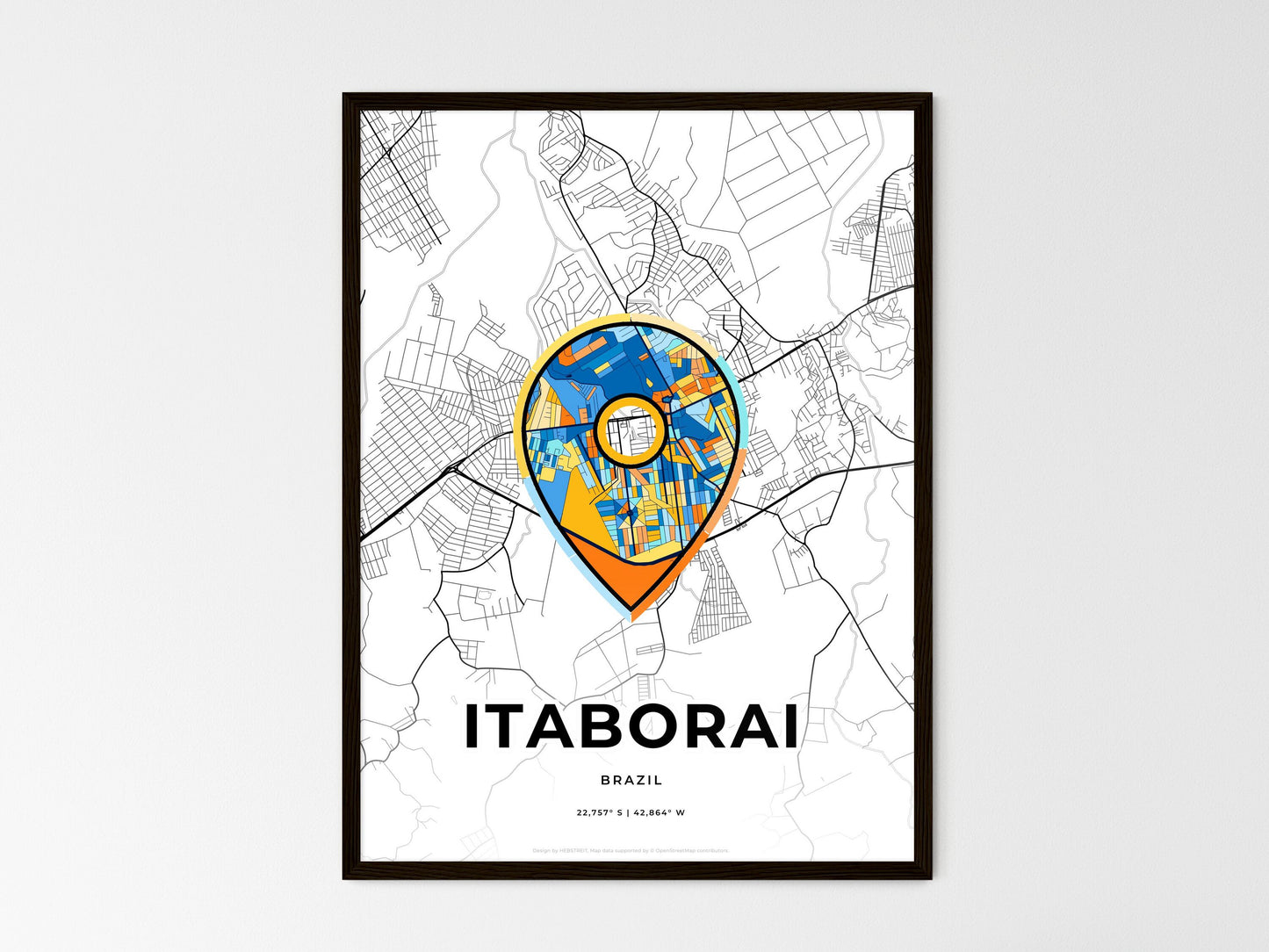 Itaborai Brazil wedding art map with pointer icon