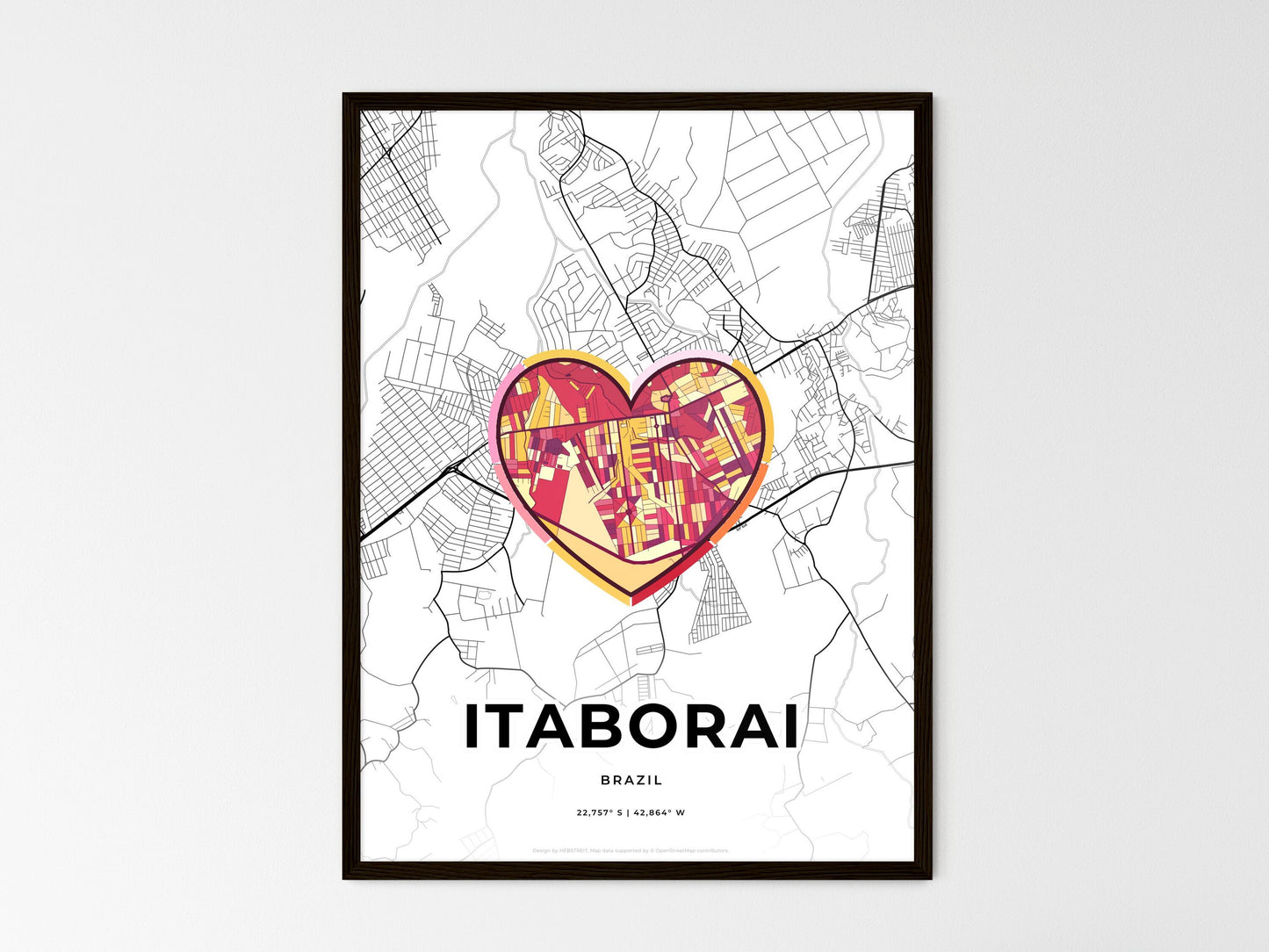 Itaborai Brazil wedding art map with heart icon