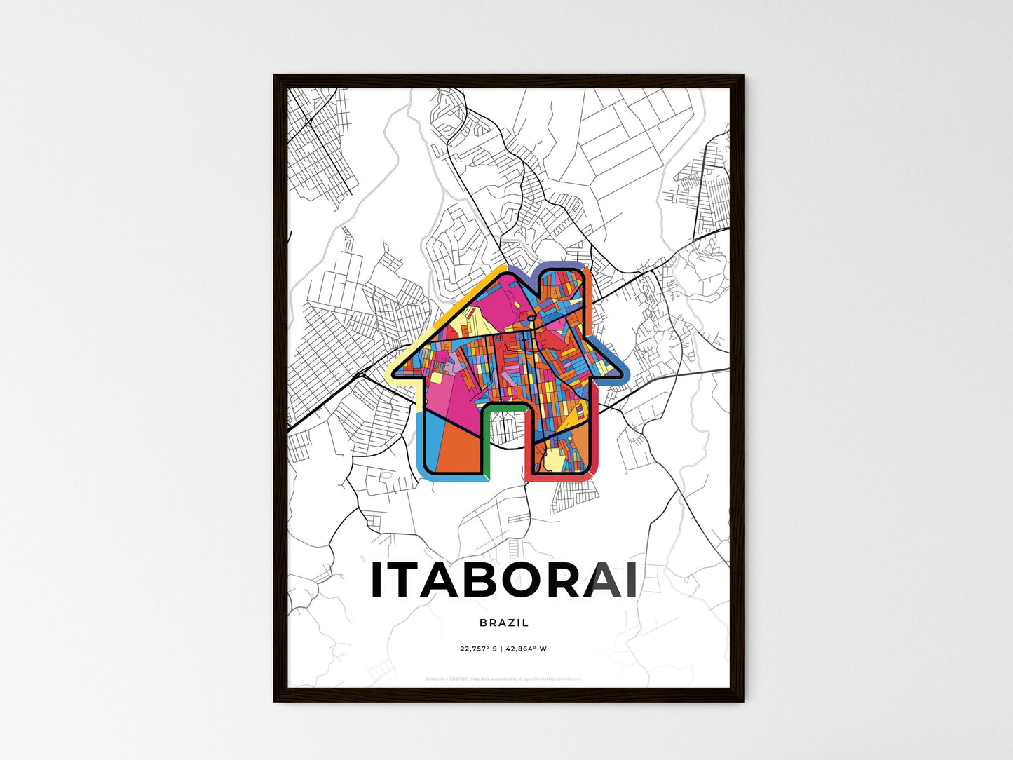 Itaborai Brazil wedding art map with home icon