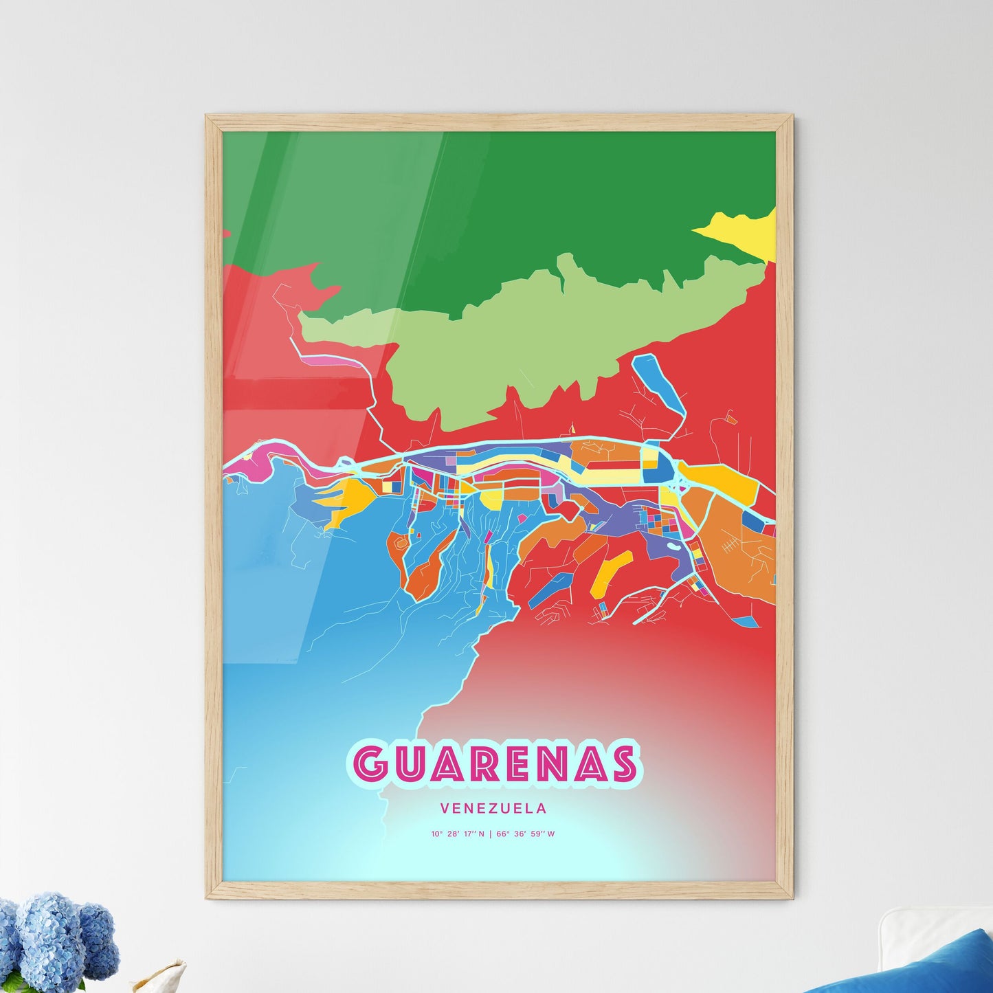 Colorful GUARENAS VENEZUELA Fine Art Map Crazy Colors