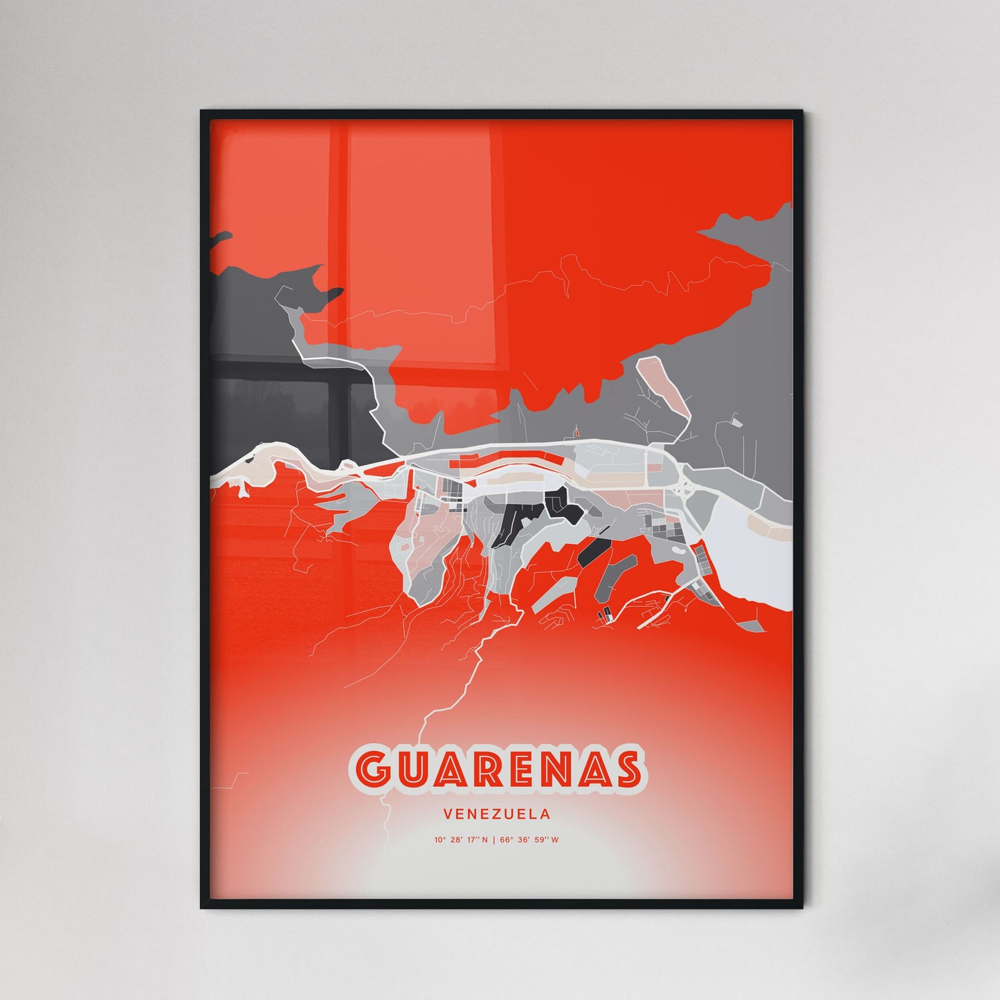 Colorful GUARENAS VENEZUELA Fine Art Map Modern