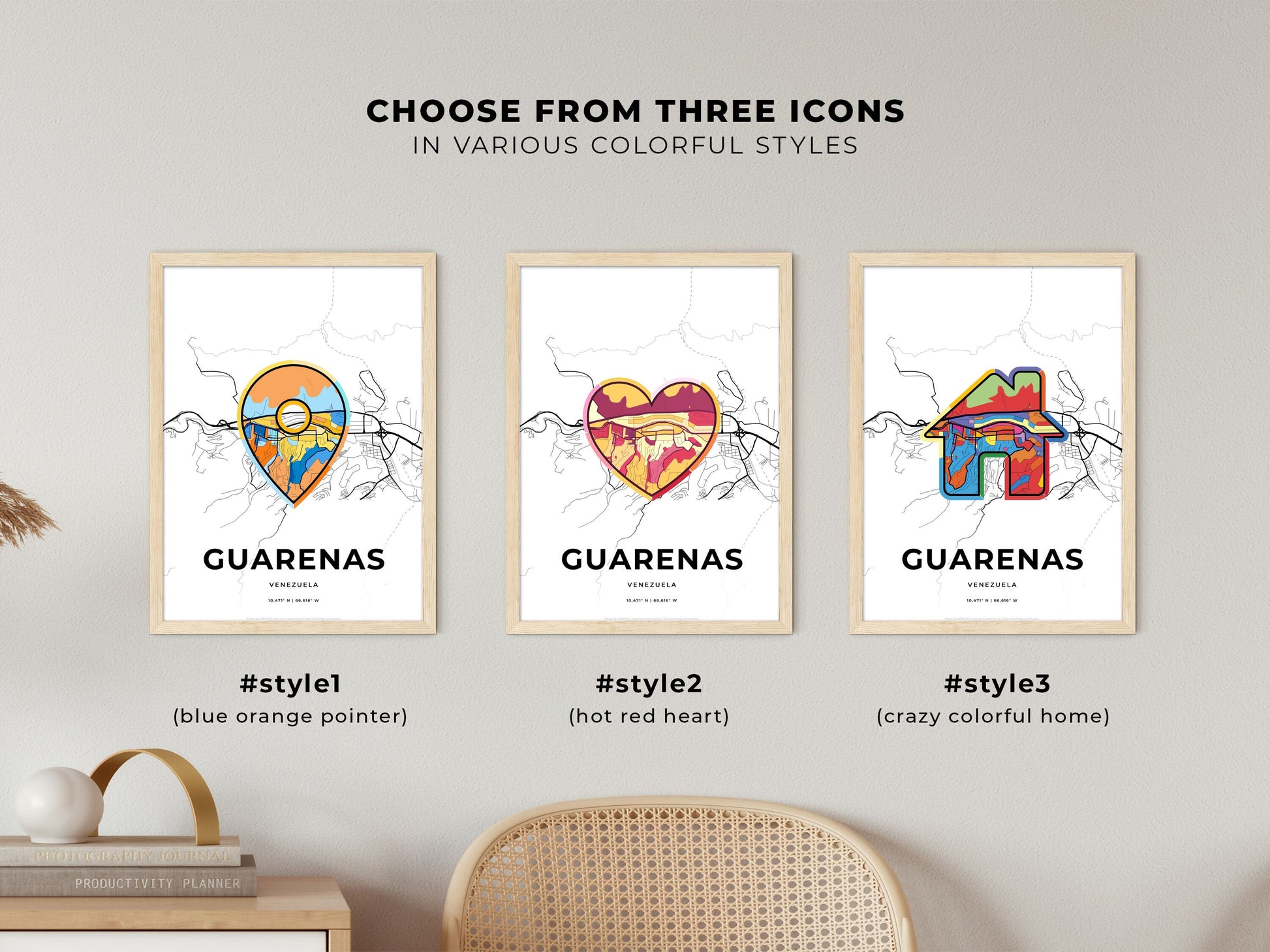 Guarenas Venezuela maps with colorful icons