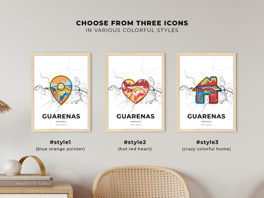 Guarenas Venezuela maps with colorful icons