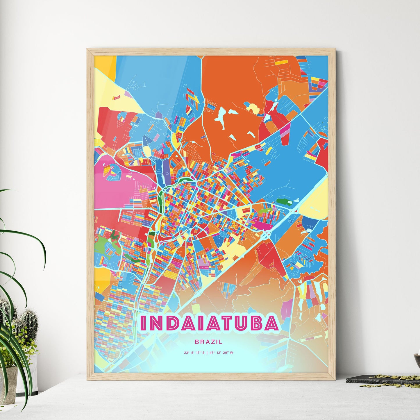 Colorful INDAIATUBA BRAZIL Fine Art Map Crazy Colors