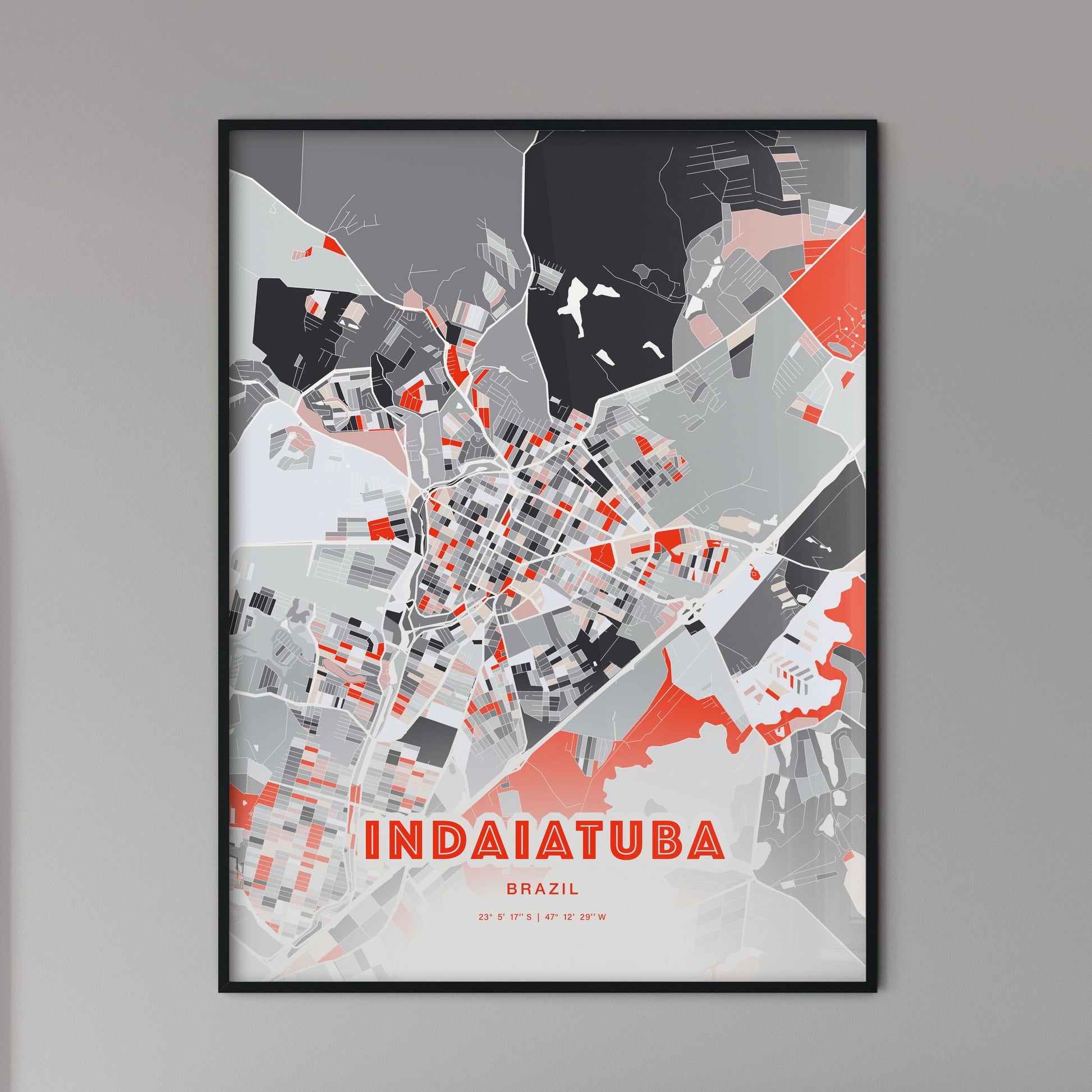 Colorful INDAIATUBA BRAZIL Fine Art Map Modern