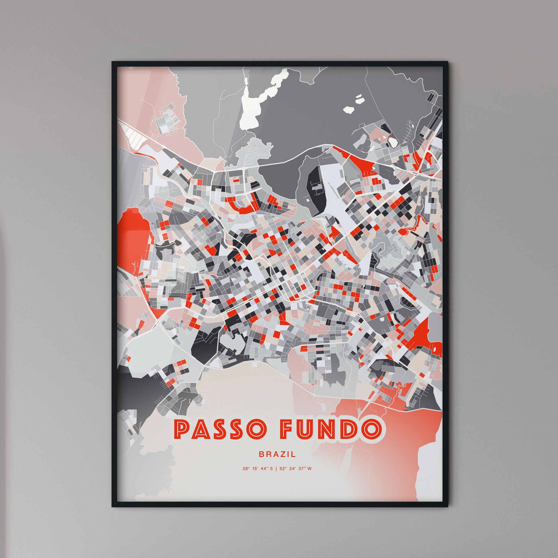 Colorful PASSO FUNDO BRAZIL Fine Art Map Modern