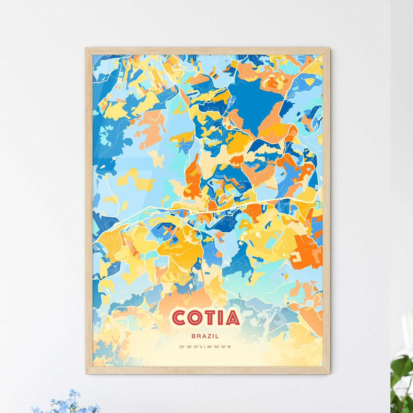 Colorful COTIA BRAZIL Fine Art Map Blue Orange