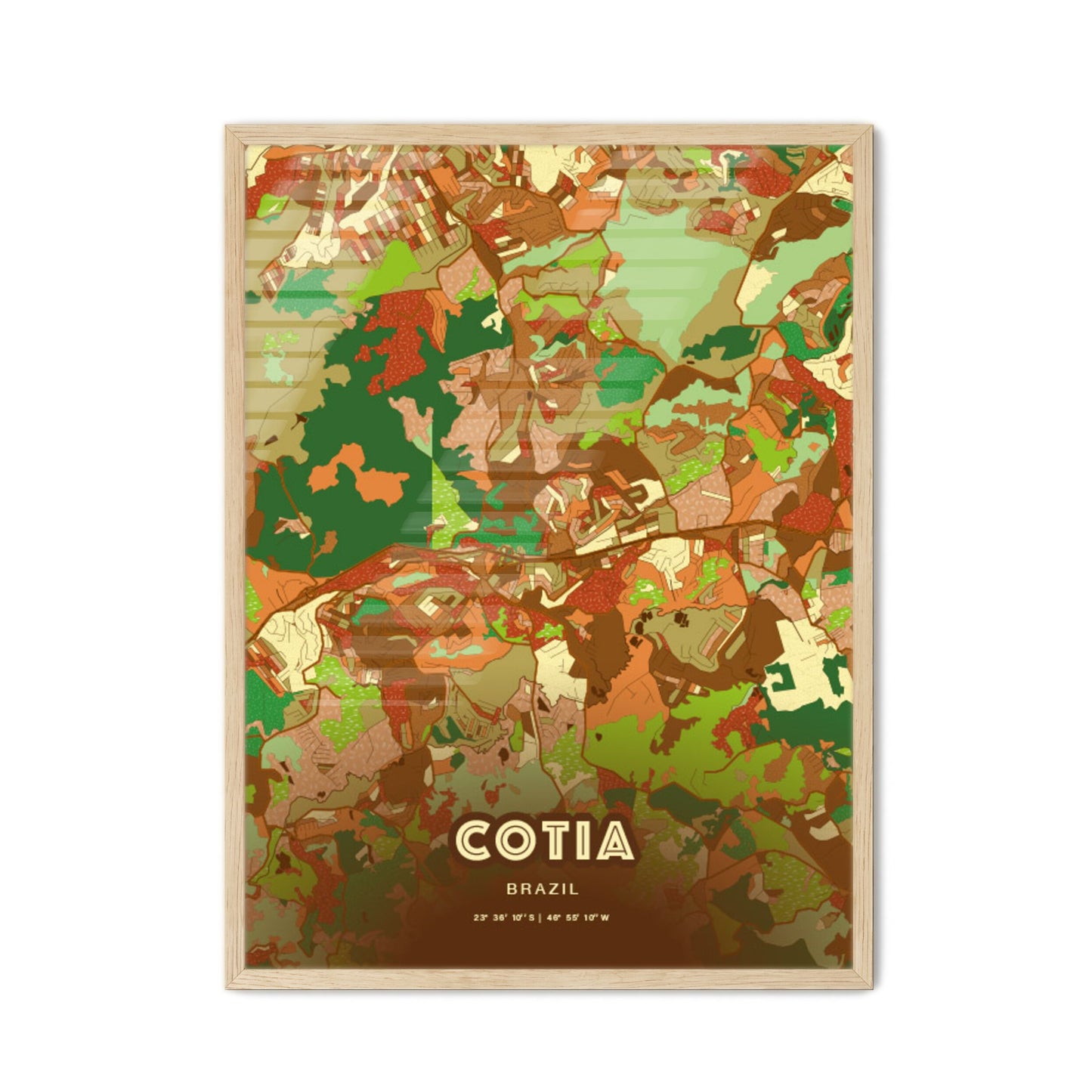 Colorful COTIA BRAZIL Fine Art Map Farmhouse