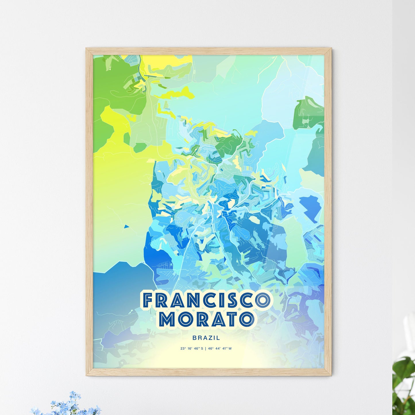 Colorful FRANCISCO MORATO BRAZIL Fine Art Map Cool Blue