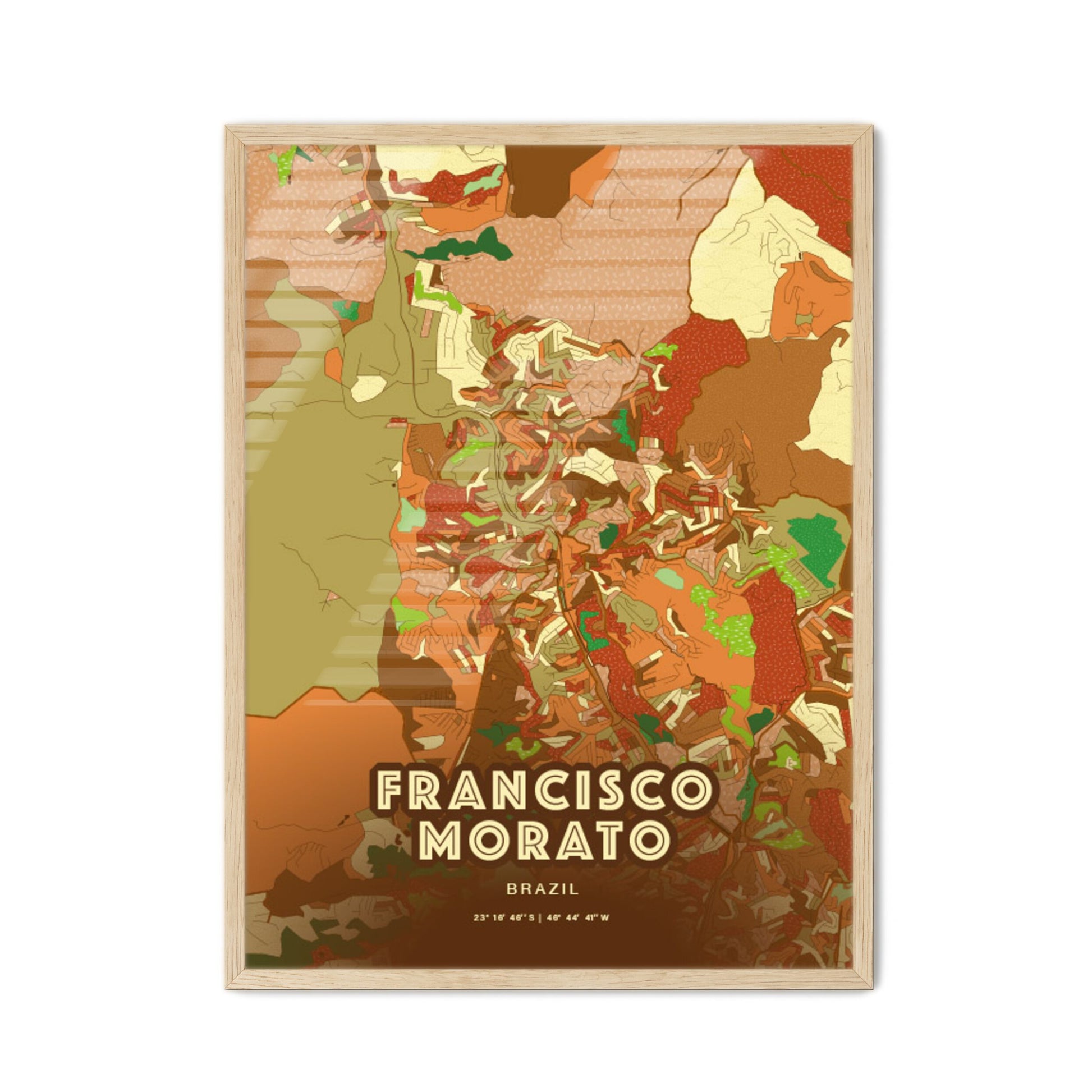 Colorful FRANCISCO MORATO BRAZIL Fine Art Map Farmhouse