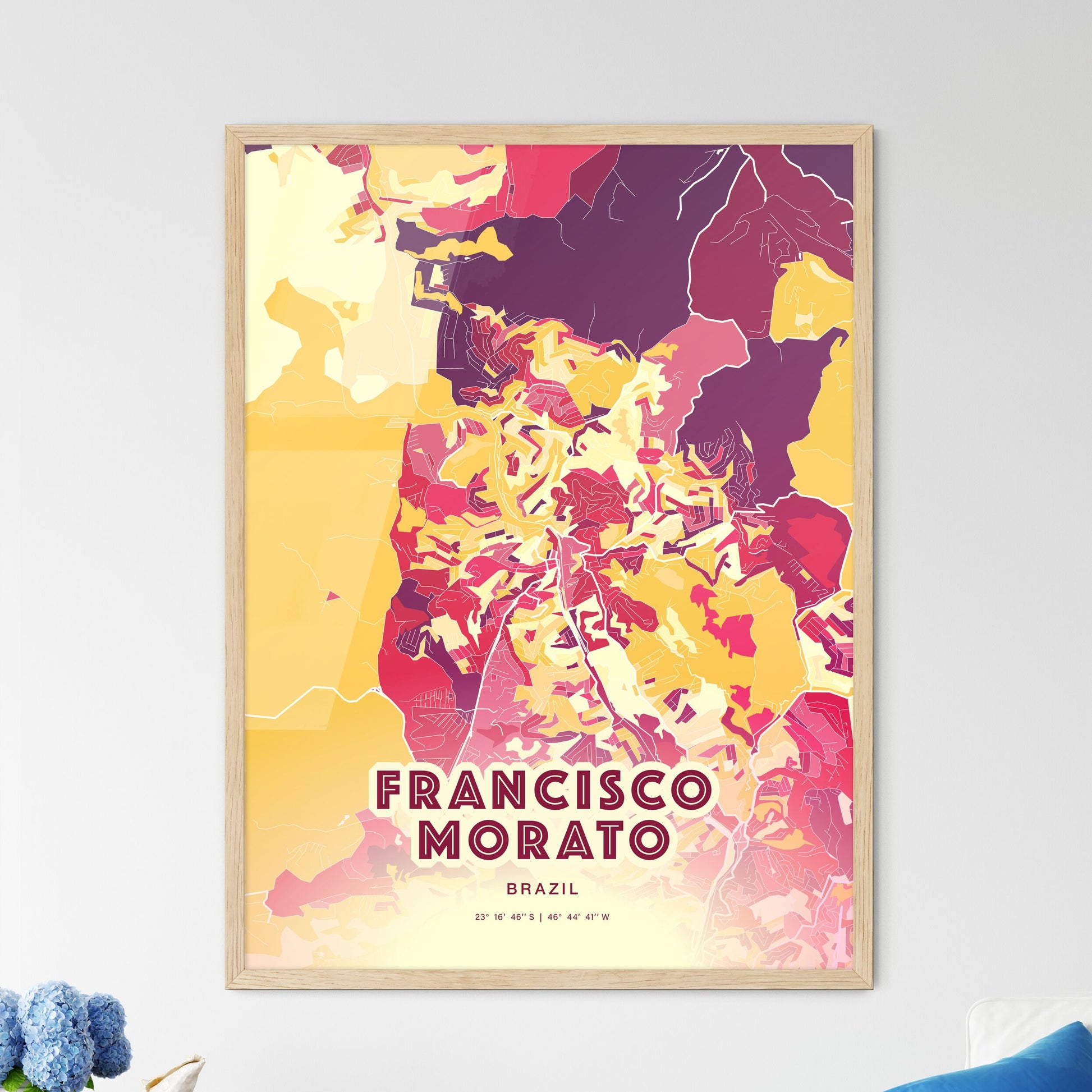 Colorful FRANCISCO MORATO BRAZIL Fine Art Map Hot Red