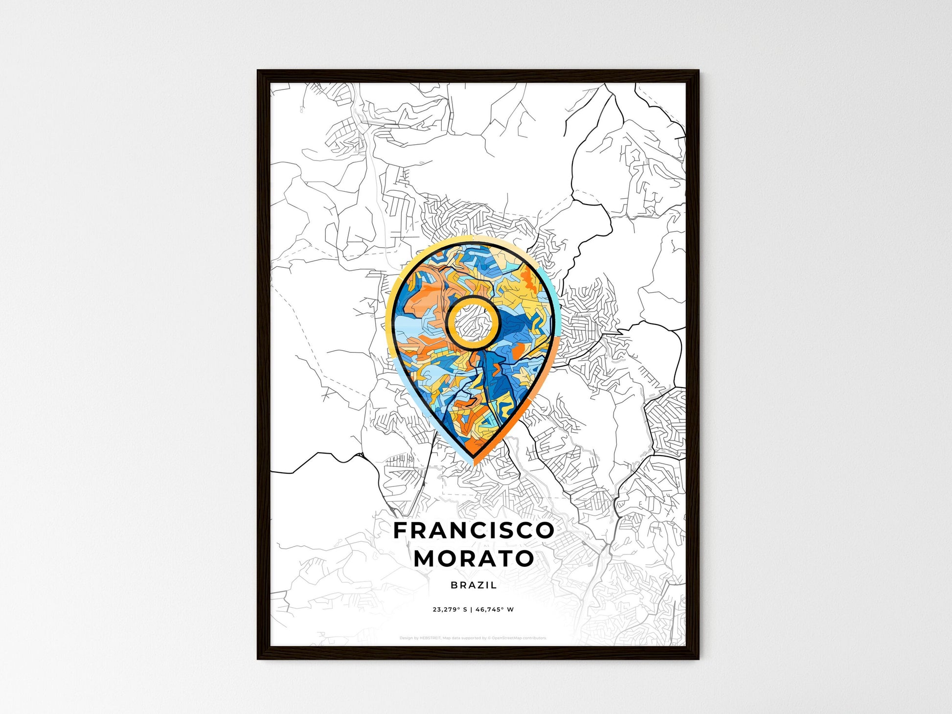 Francisco Morato Brazil wedding art map with pointer icon