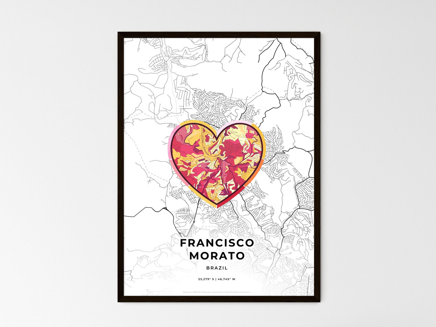 Francisco Morato Brazil wedding art map with heart icon